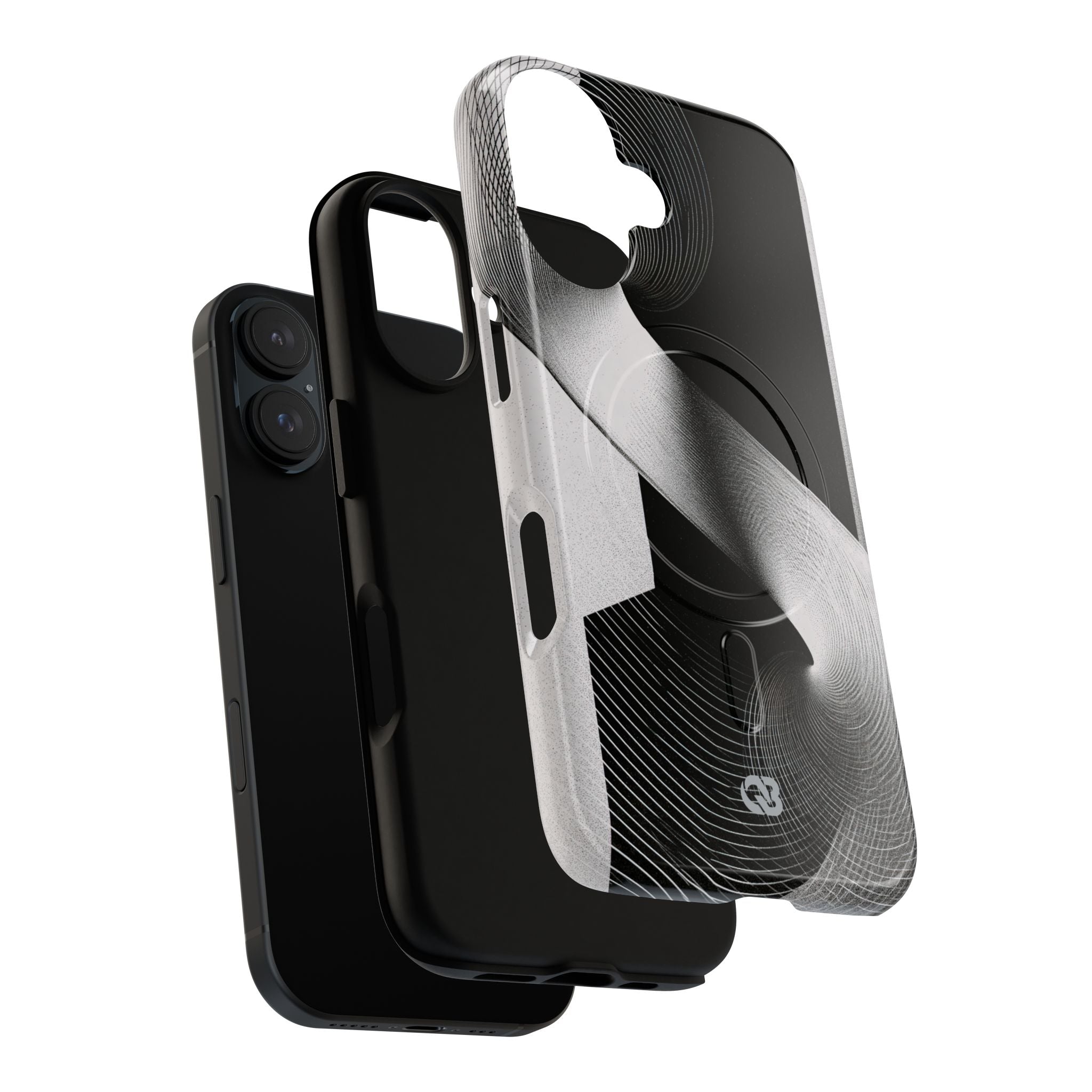 Grey Tough 2.0 Magsafe Phone Case for iPhone - Obsidian Moiré Wave