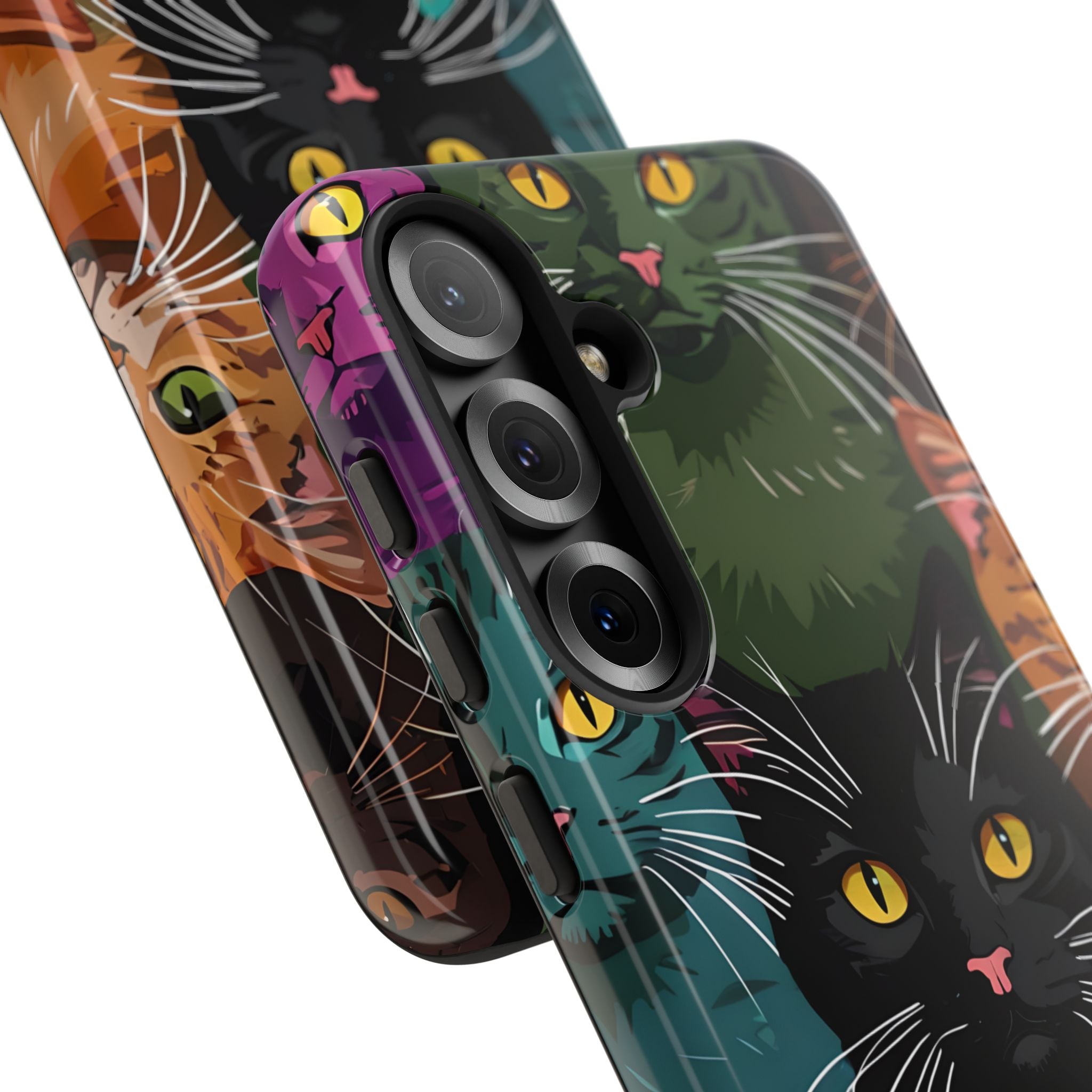 Teal Cat Grid Samsung S25 Case - Tough