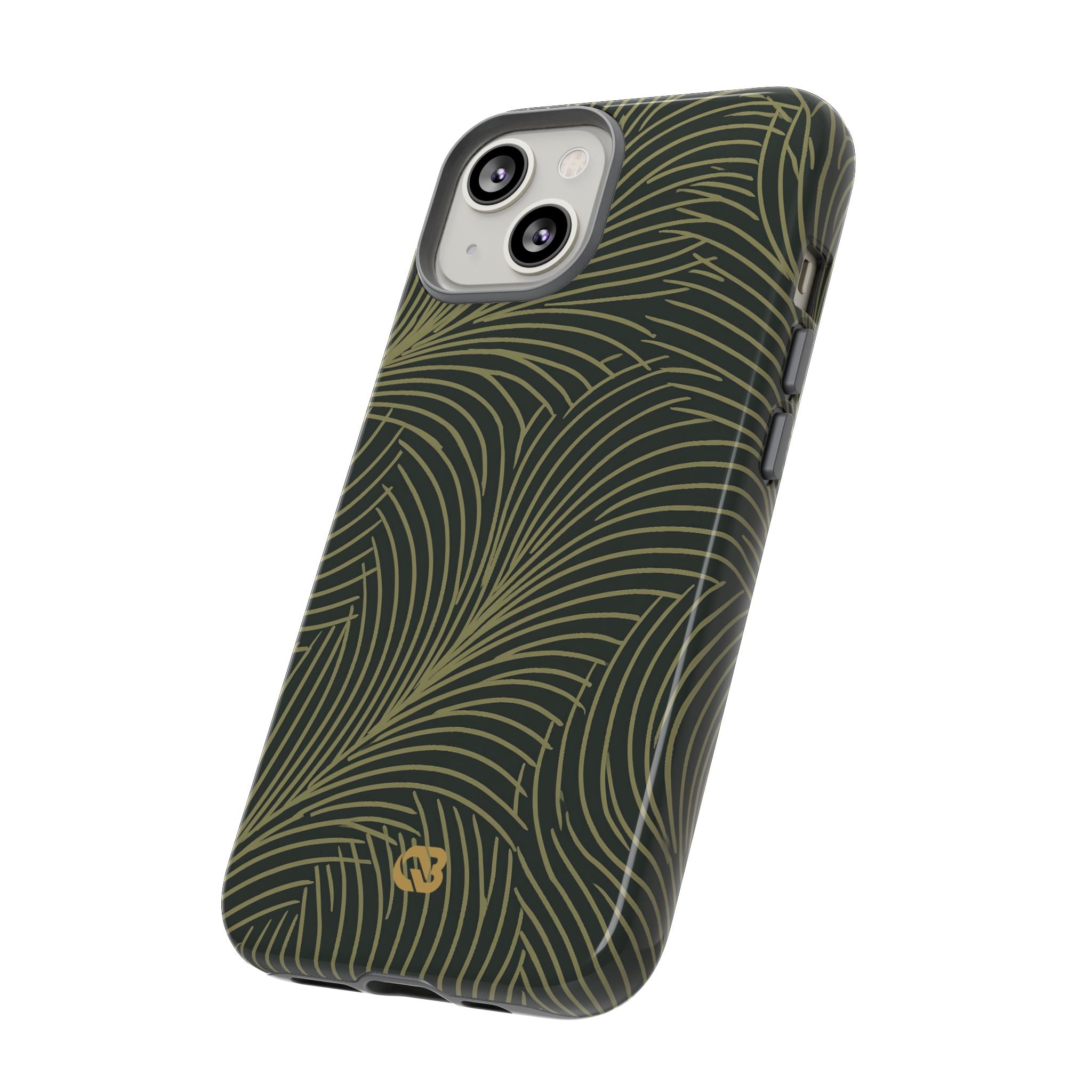 Green Tough Phone Case for iPhone - Dark Olive Plume