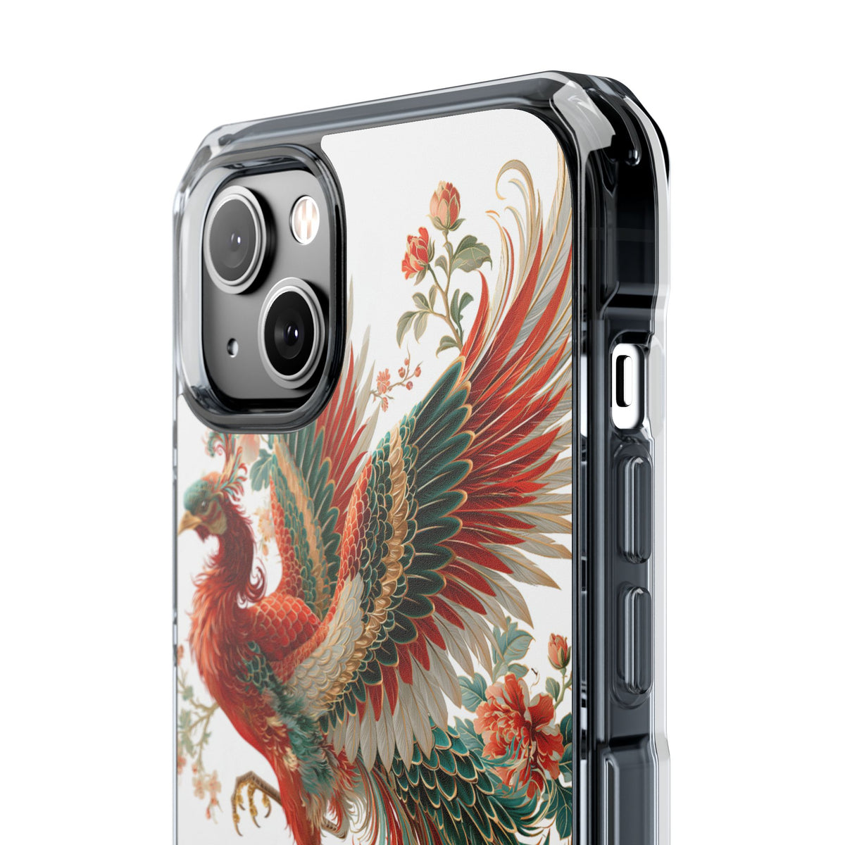 Vermilion Imperial Phoenix · Clear Impact Magnetic Phone Case for iPhone · Red