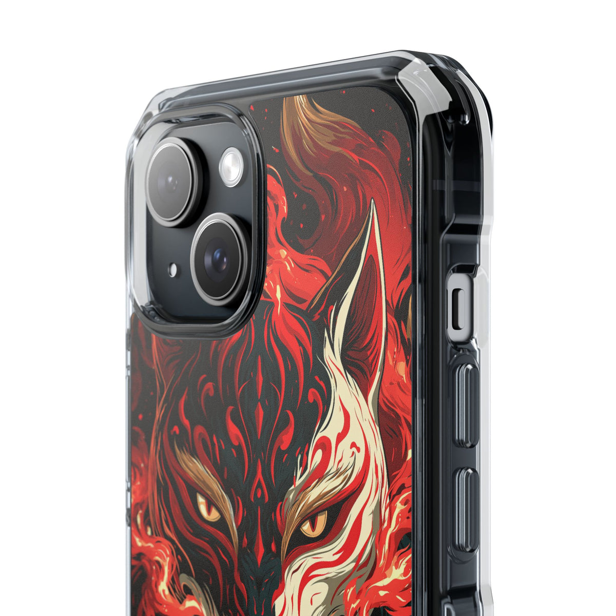 Crimson Kitsune Spirit · Clear Impact Magnetic Phone Case for iPhone · Red
