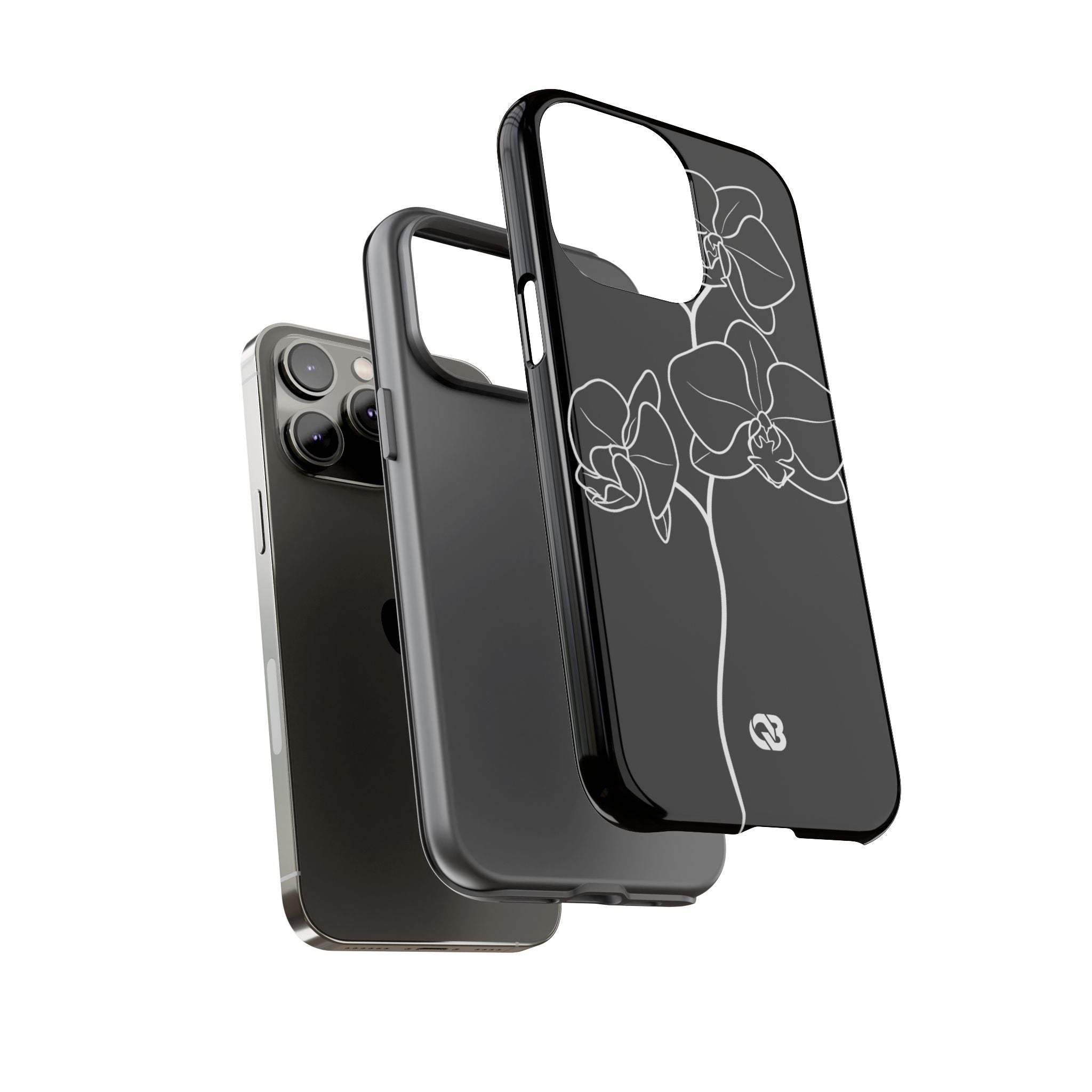Black Tough Phone Case for iPhone - Noir Alabaster Orchid