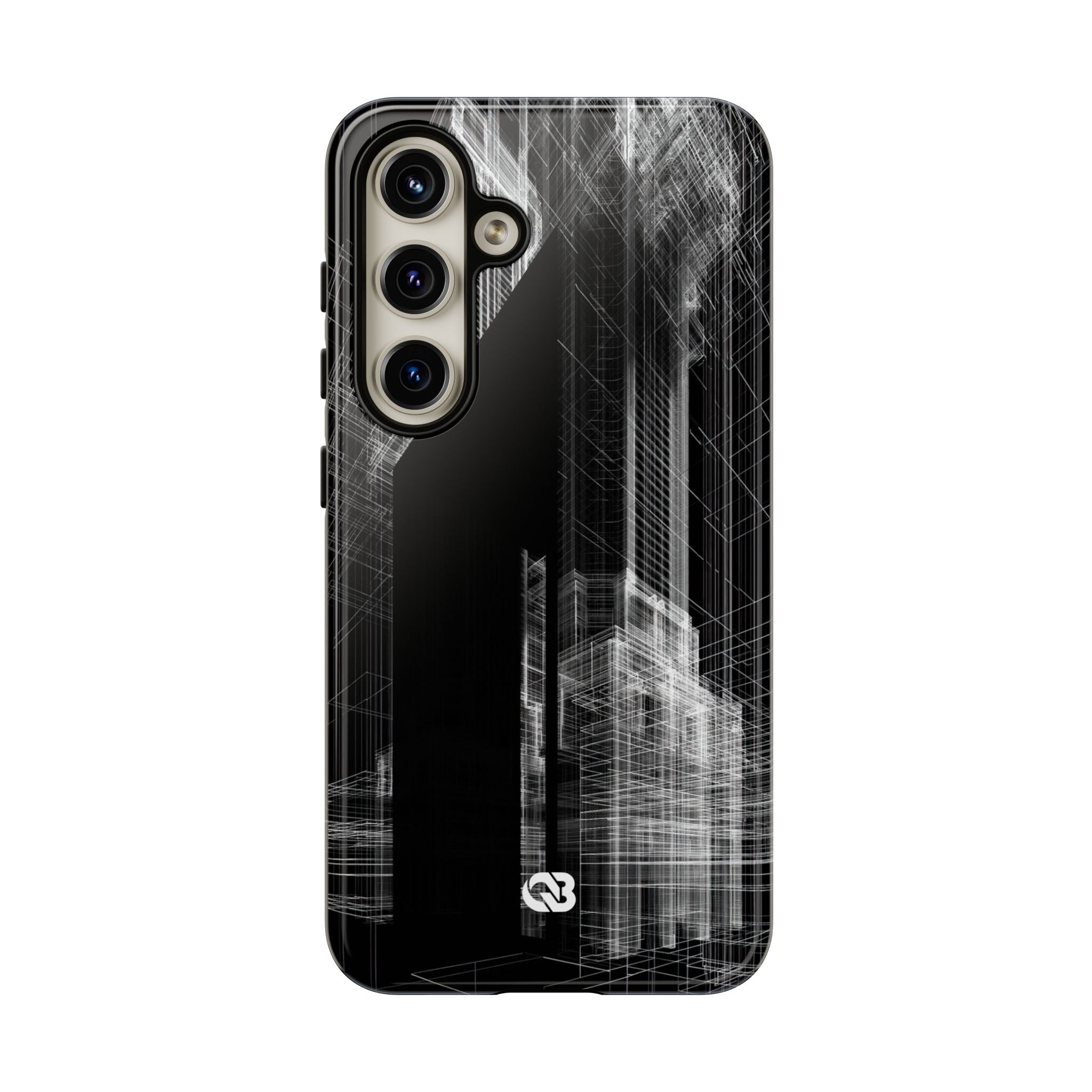 Black Tough Phone Case for Samsung - Ghost Urban Wireframe