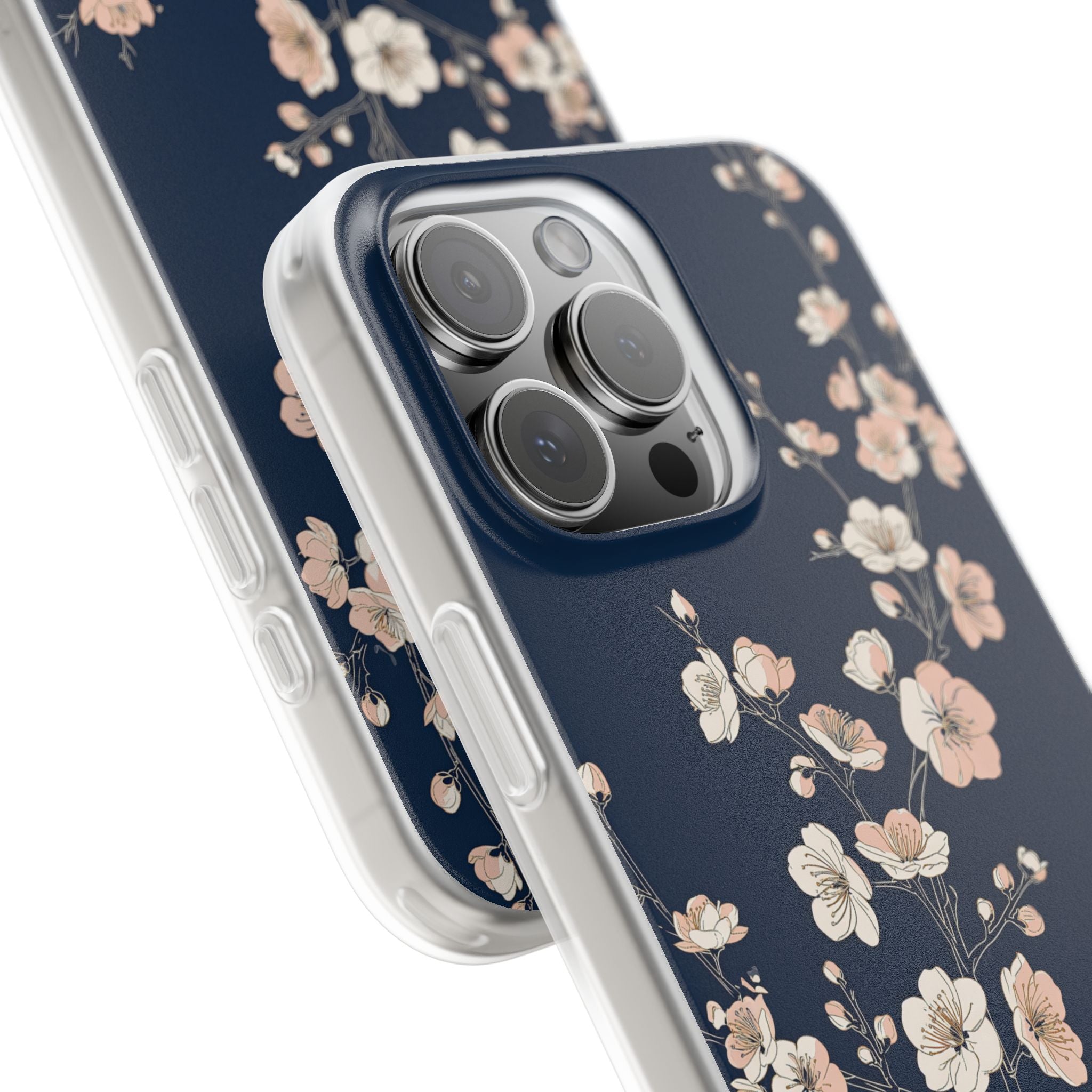 Blue Lite Phone Case for iPhone - Midnight Peach Sakura