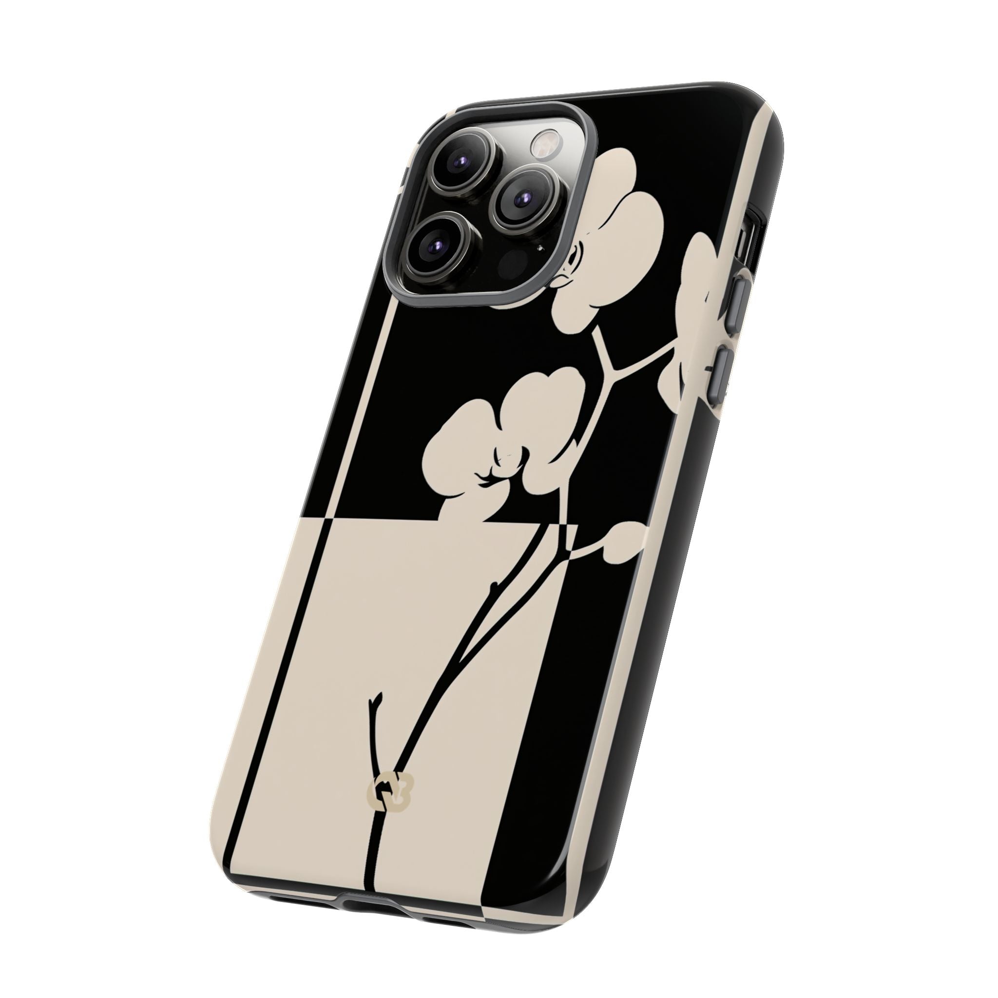 Beige Tough Phone Case for iPhone - Nocturnal Orchid Frame