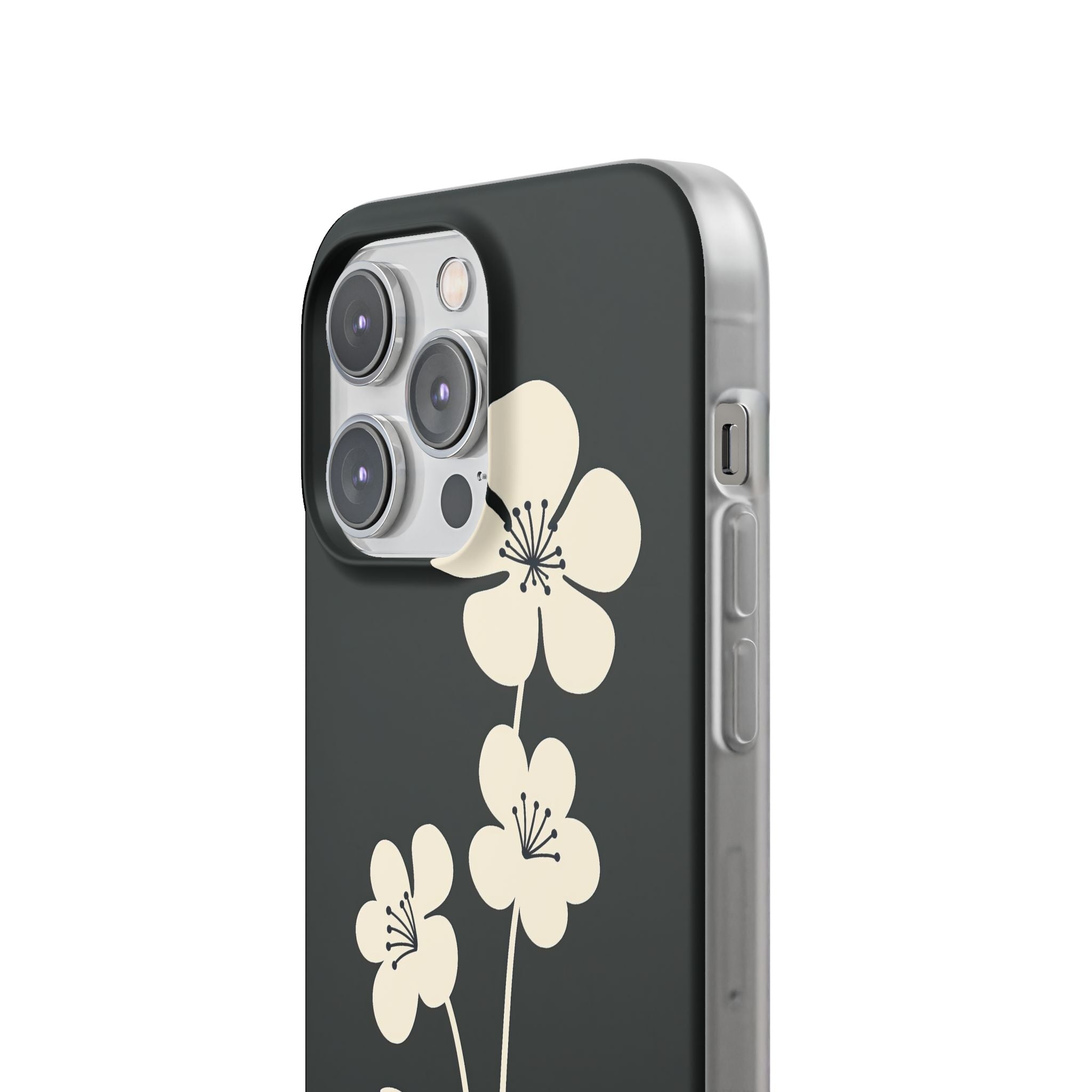 Black Lite Phone Case for iPhone - Obsidian Cream Bloom