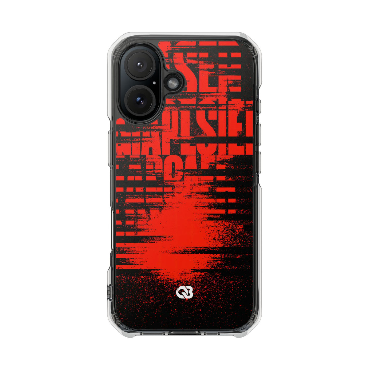 Crimson Redaction · Clear Impact Magnetic Phone Case for iPhone · Black