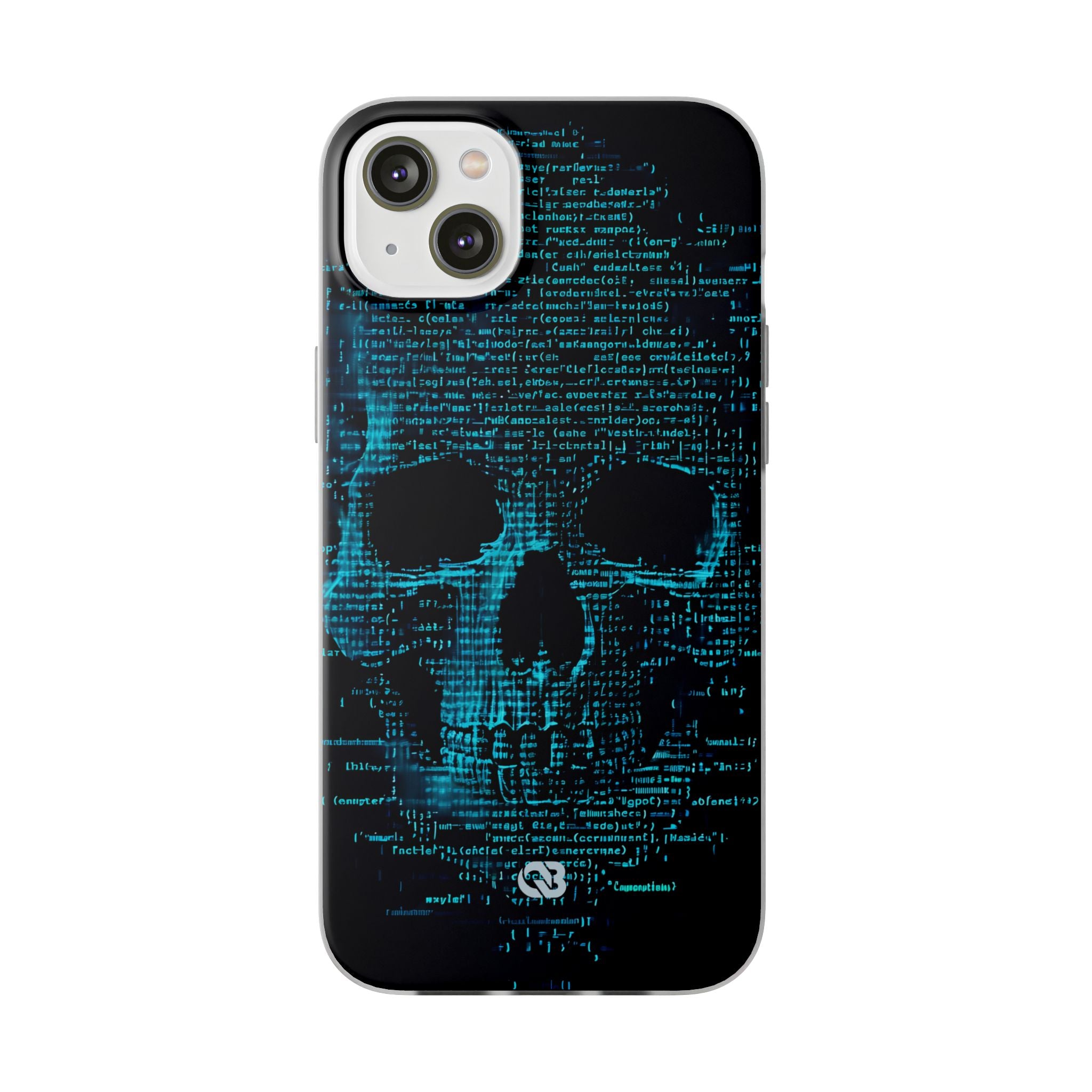 Cyan Glitch Skull · Soft Phone Case for iPhone
