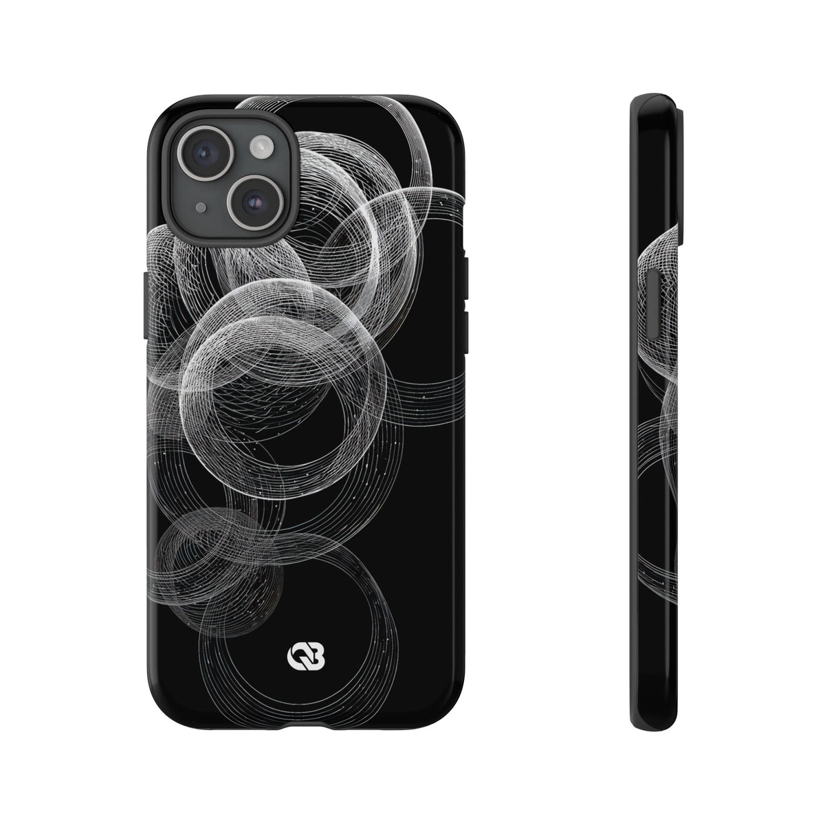 Black Tough Phone Case for iPhone - Kinetic Wireframe Orbit