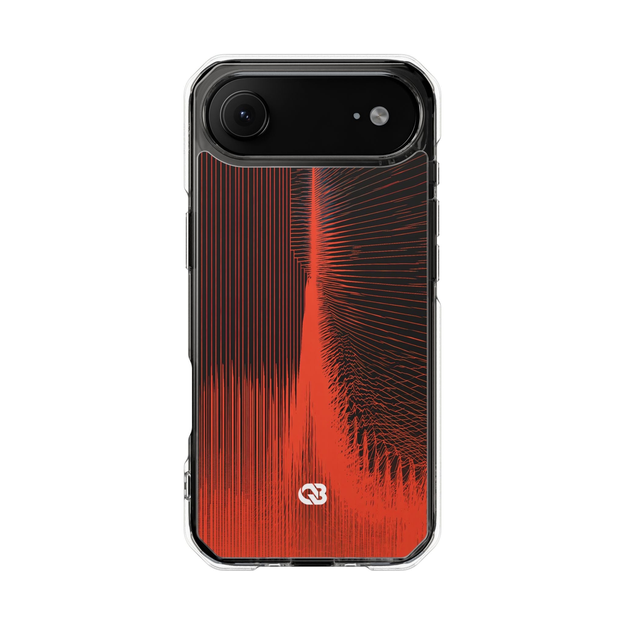 Red Impact MagSafe Phone Case for iPhone - Crimson Frequency Pulse