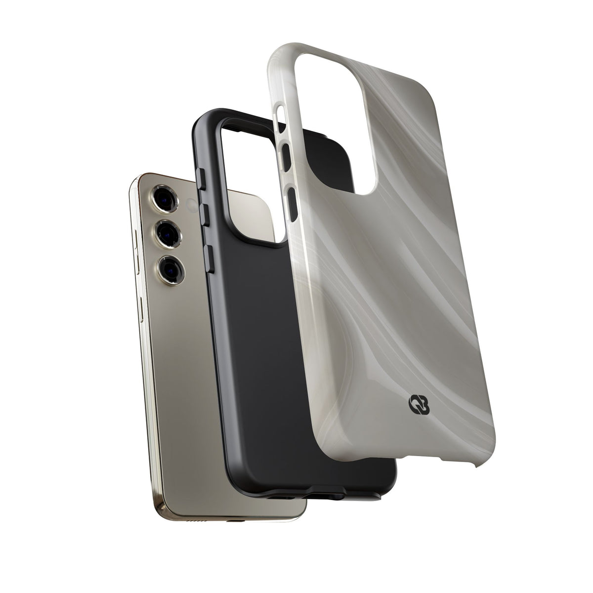 White Tough Phone Case for Samsung - Polished Ivory Wave