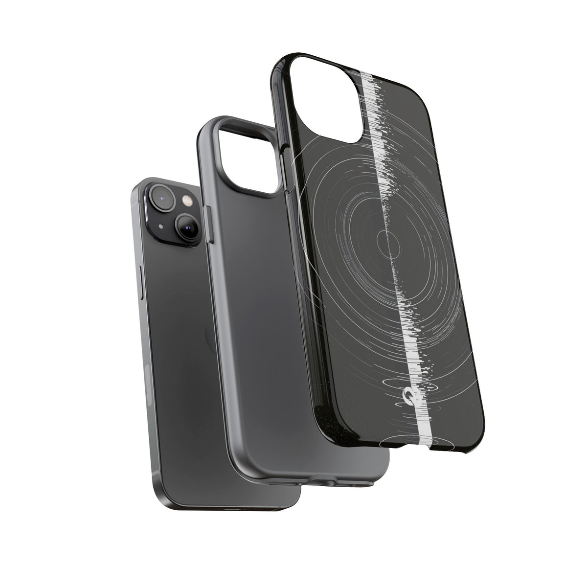 Black Tough Phone Case for iPhone - Obsidian Orbital Signal
