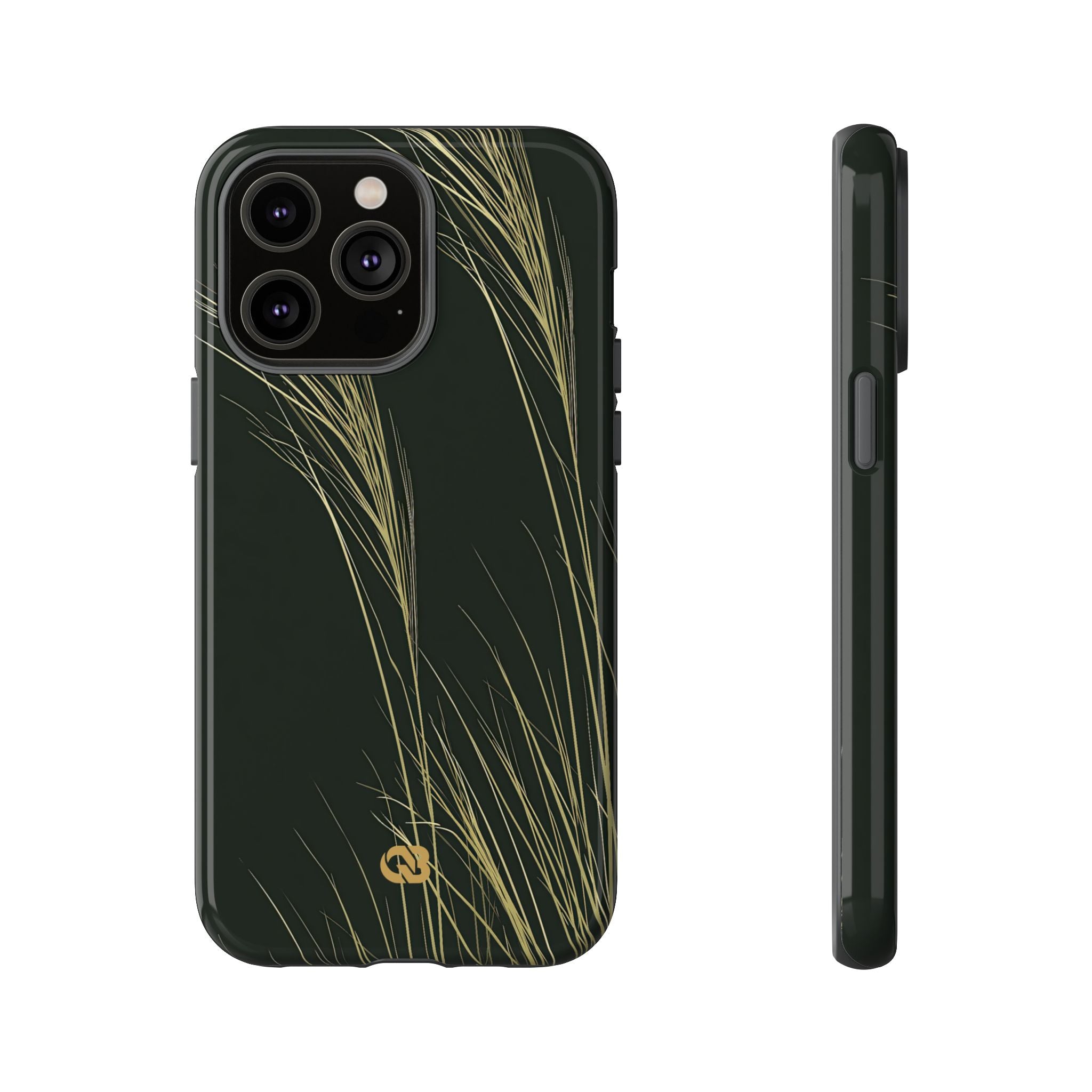 Green Tough Phone Case for iPhone - Midnight Gilded Grass