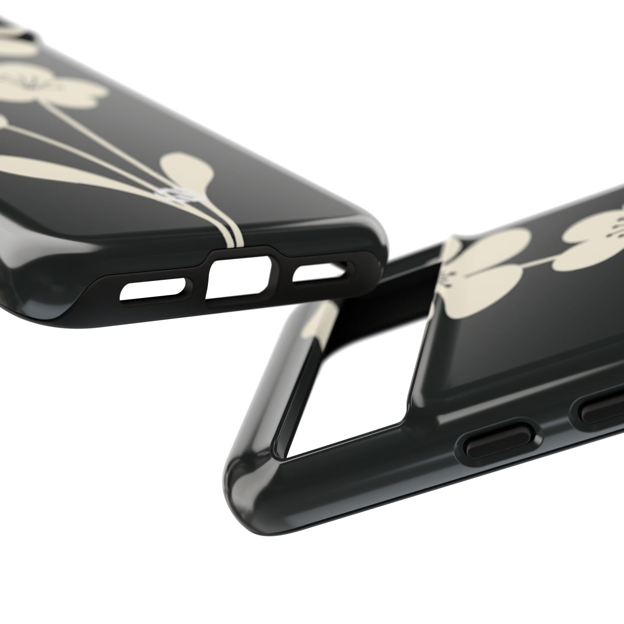 Black Tough Phone Case for Google Pixel - Obsidian Cream Bloom