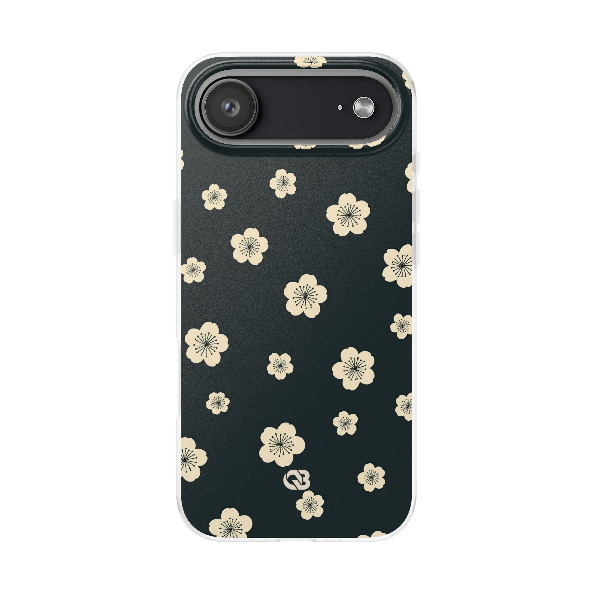 Teal Lite Phone Case for iPhone - Obsidian Cream Petals