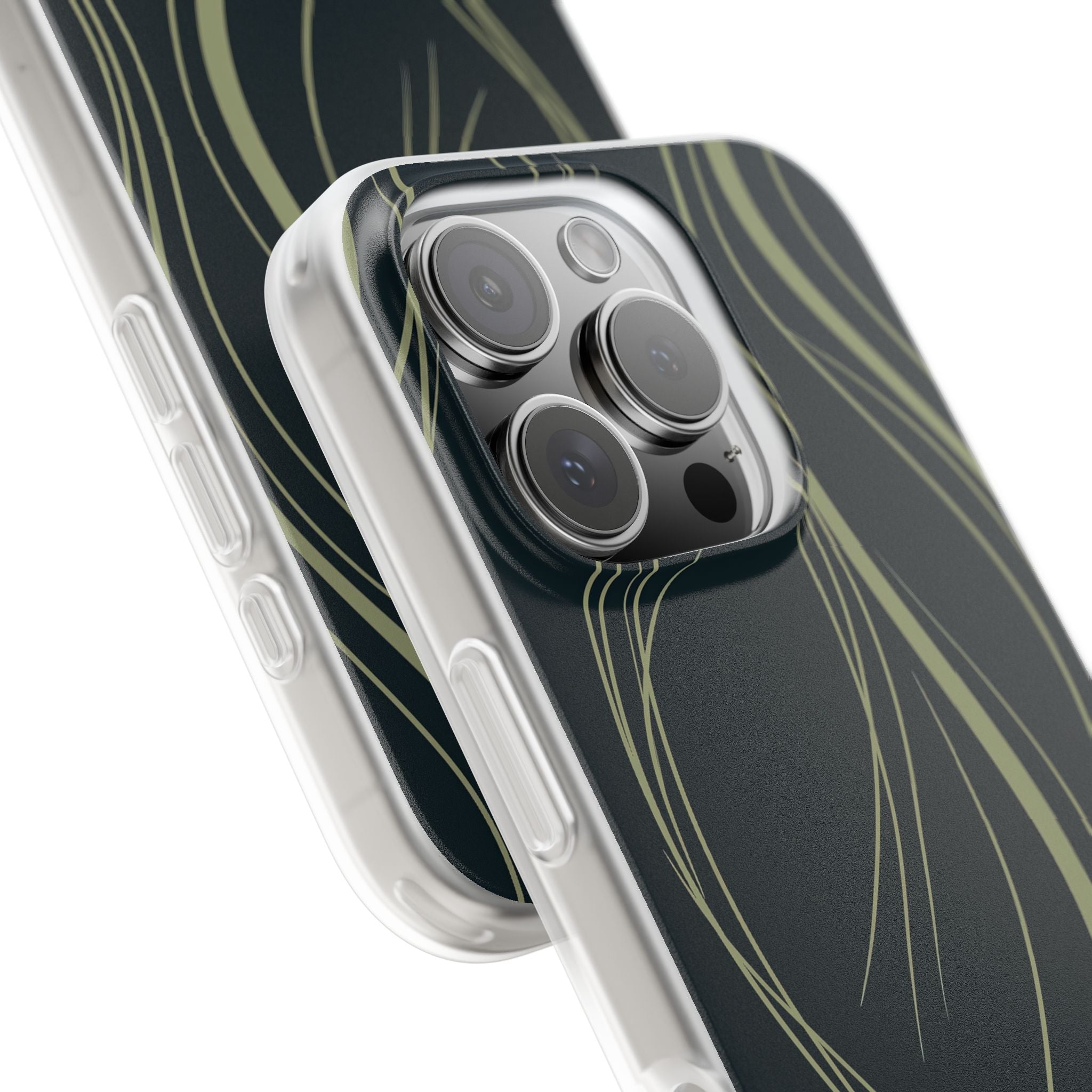 Green Lite Phone Case for iPhone - Obsidian Sage Flow