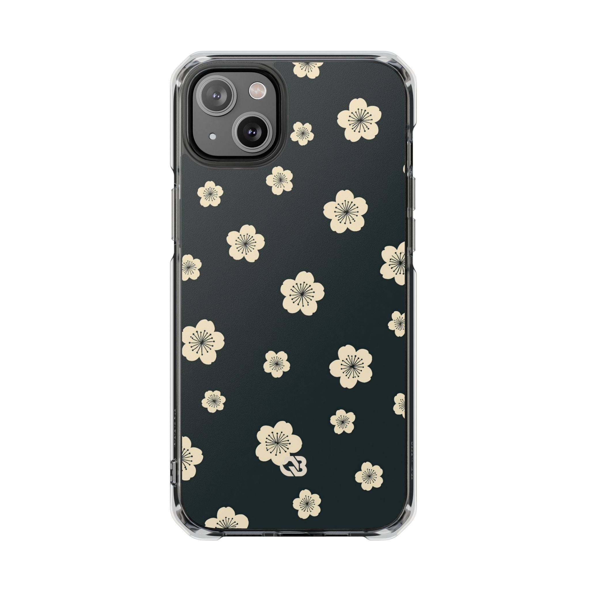 Teal Impact MagSafe Phone Case for iPhone - Obsidian Cream Petals