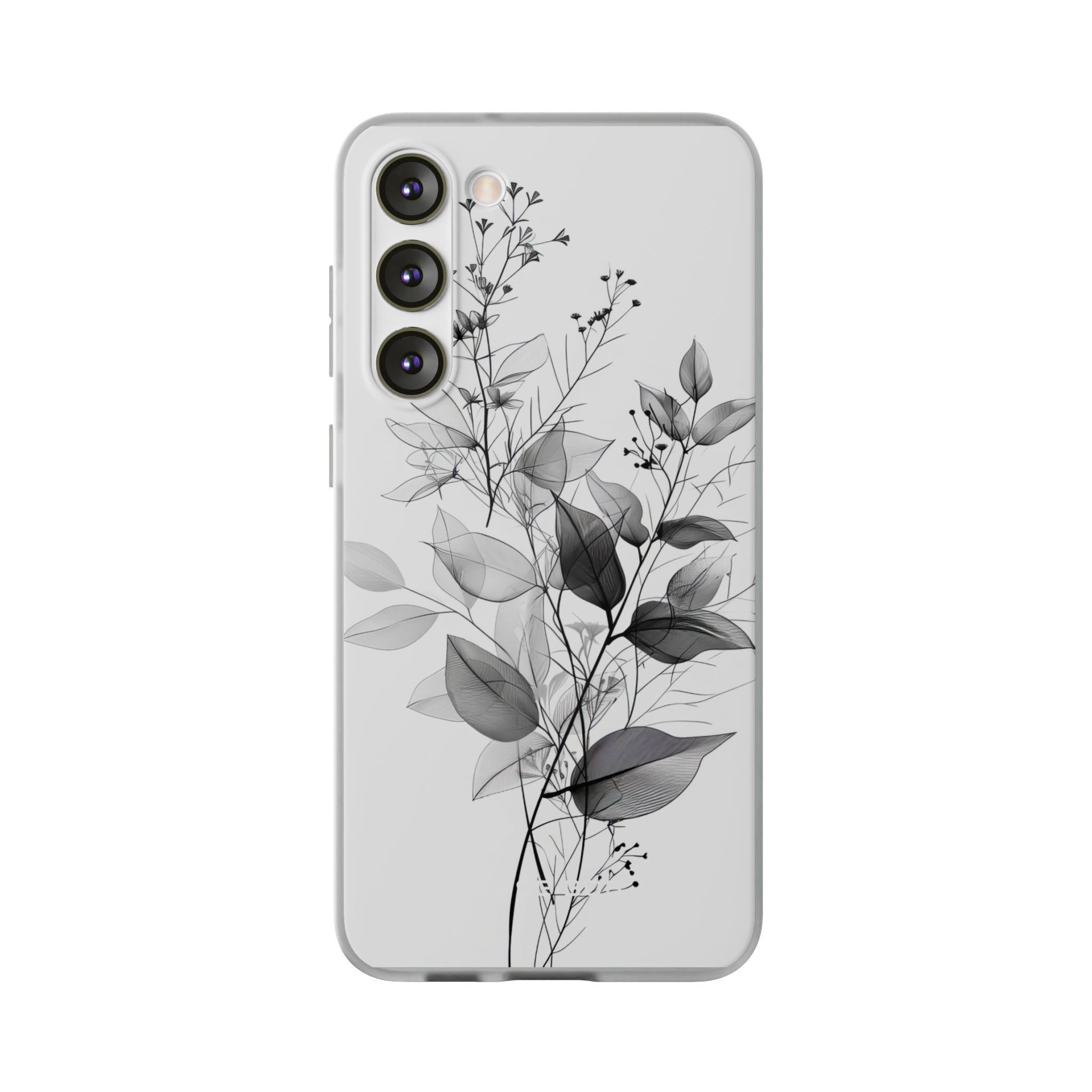 Veined Leaves Gray Samsung S23 Plus Case - Soft