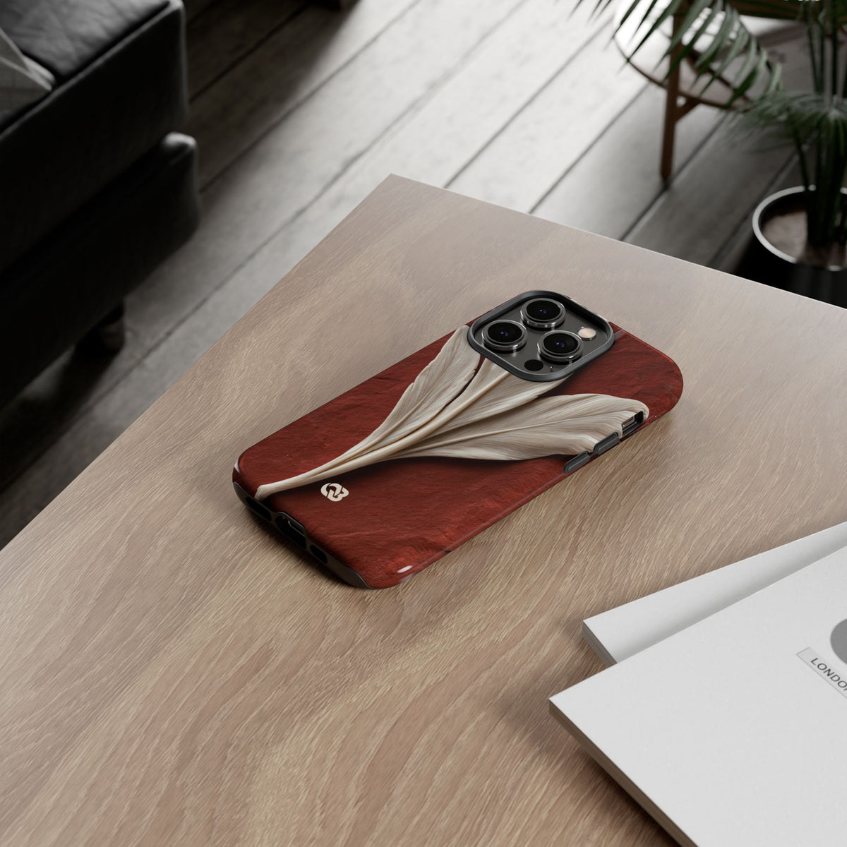 Carved Ivory Plume · Tough Phone Case for iPhone · Red