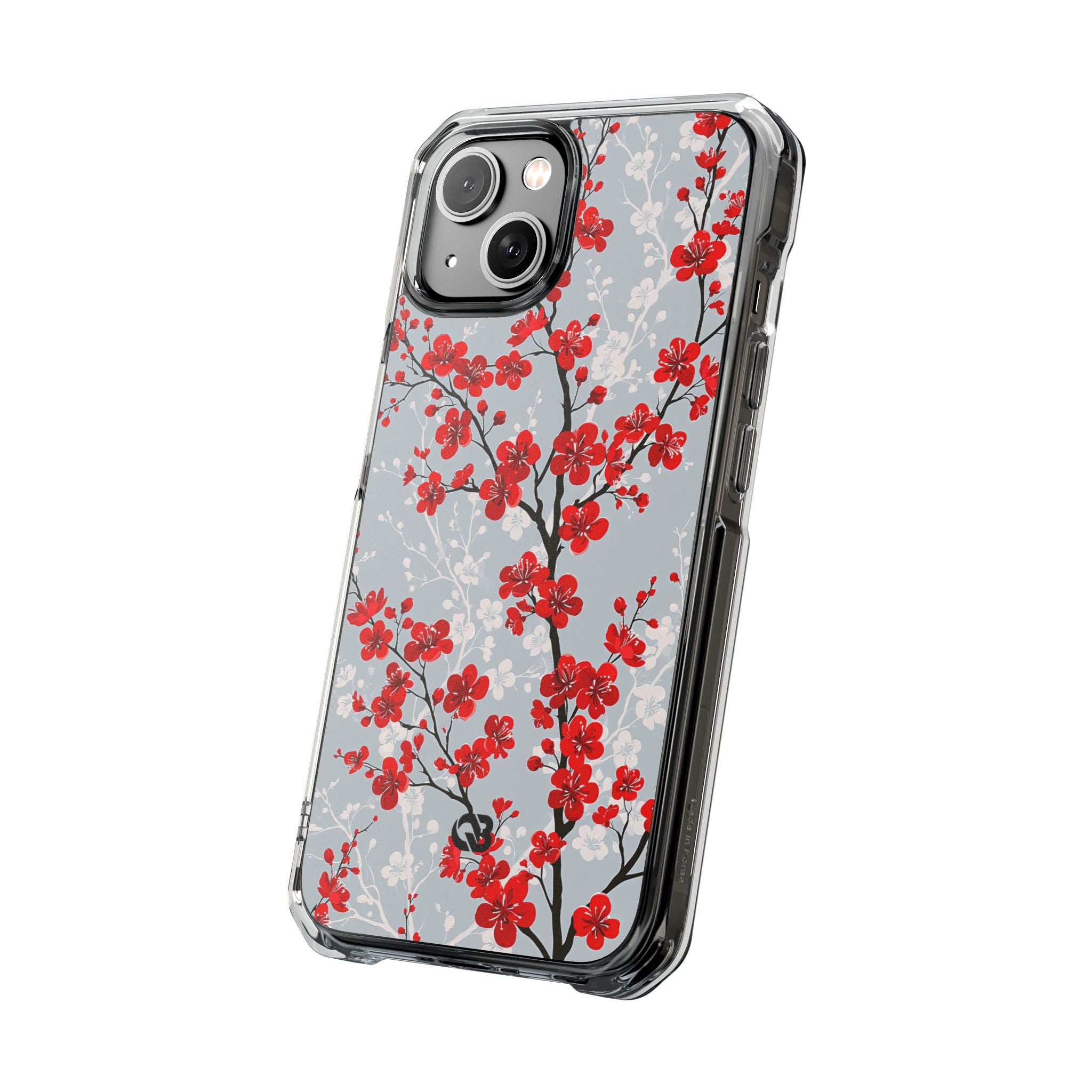 Grey Impact MagSafe Phone Case for iPhone - Crimson Sakura Slate
