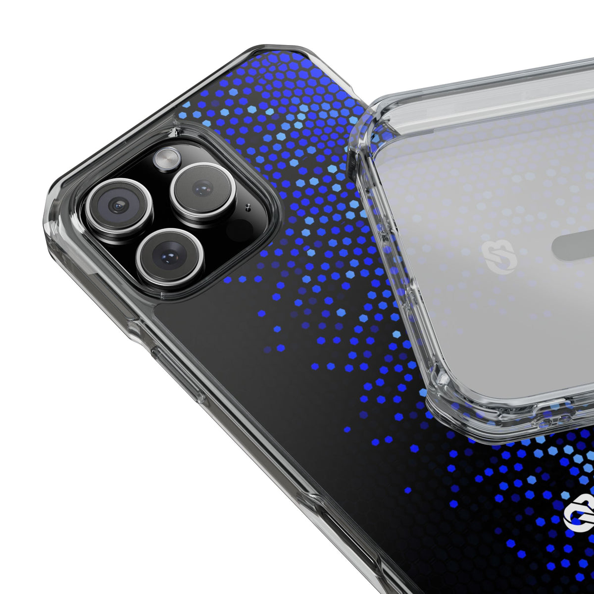 Cobalt Hex Dispersion · Clear Impact Magnetic Phone Case for iPhone · Blue