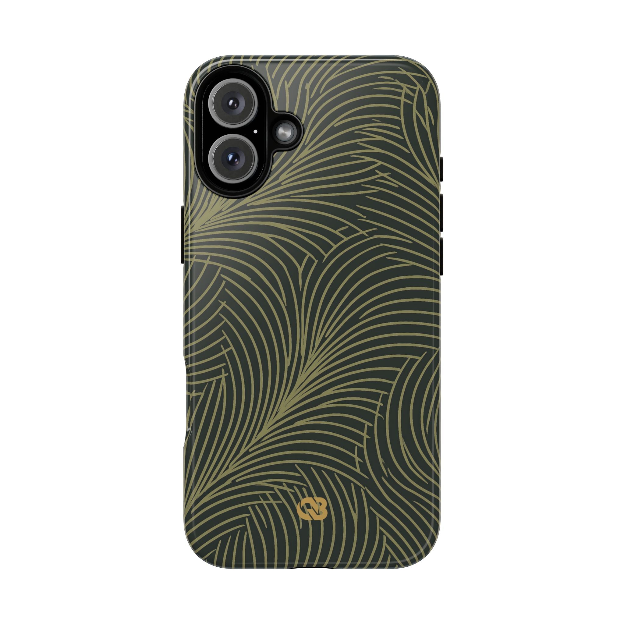 Green Tough Phone Case for iPhone - Dark Olive Plume