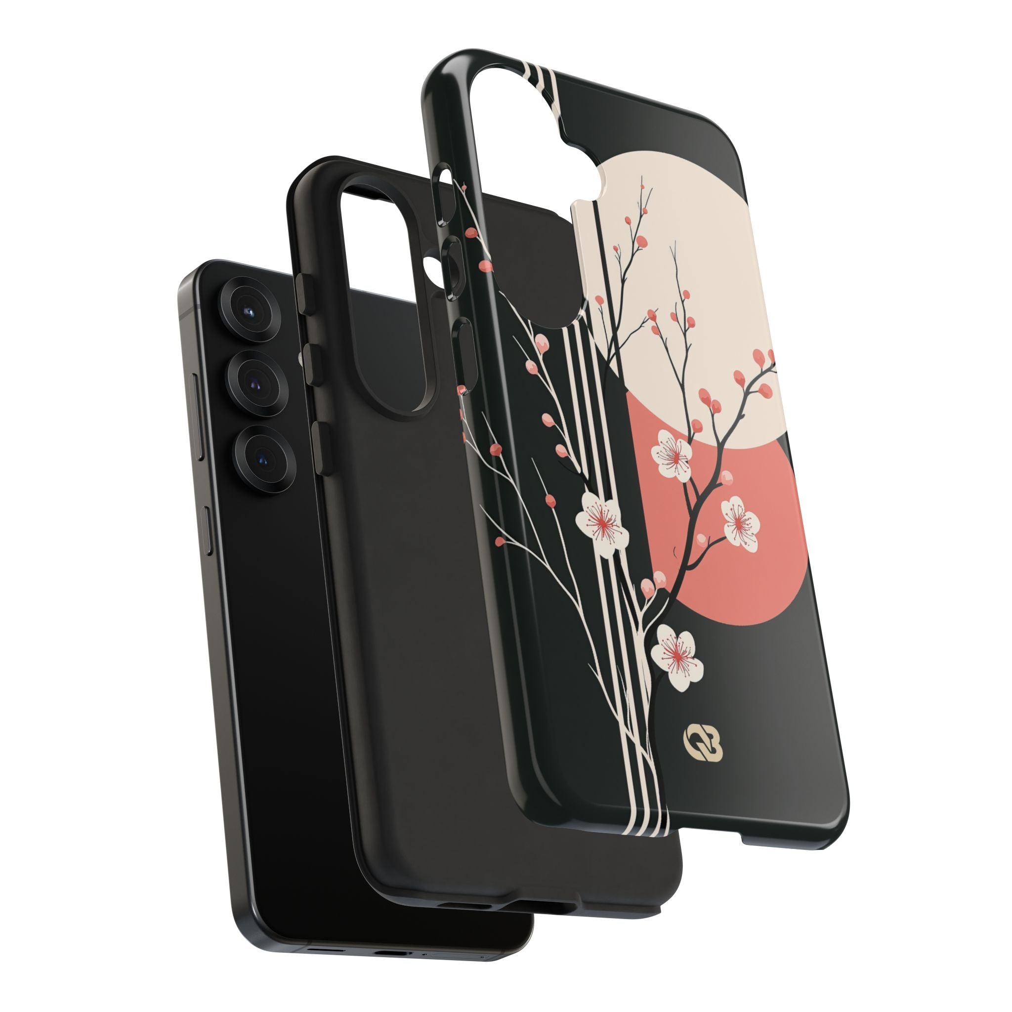 Black Tough Phone Case for Samsung - Kyoto Midnight Blossom