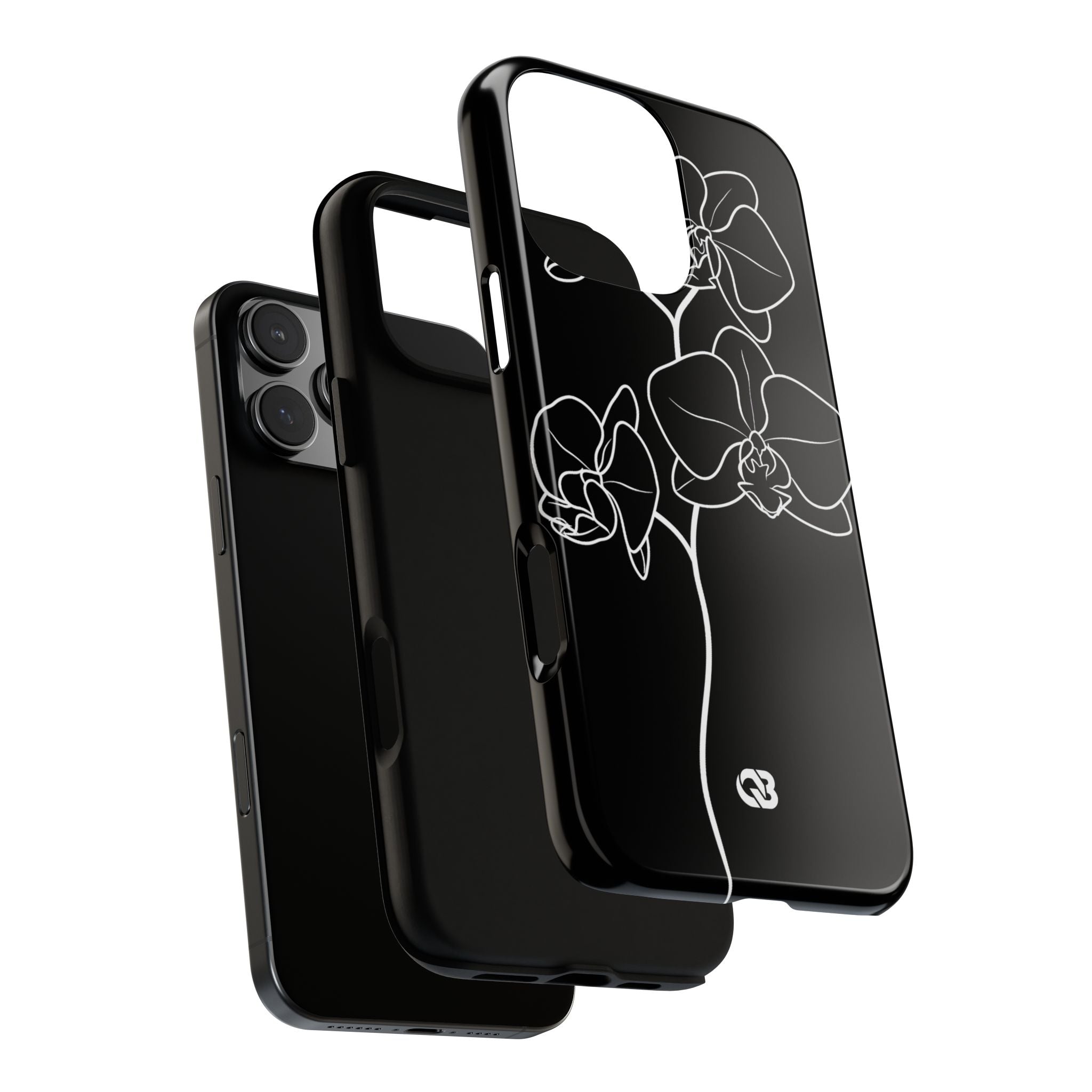Black Tough Phone Case for iPhone - Noir Alabaster Orchid