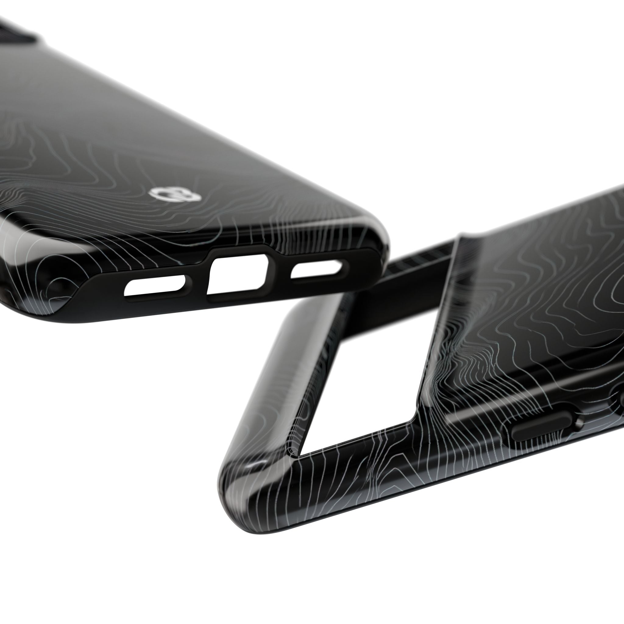 Black Tough Phone Case for Google Pixel - Obsidian Topo Wireframe