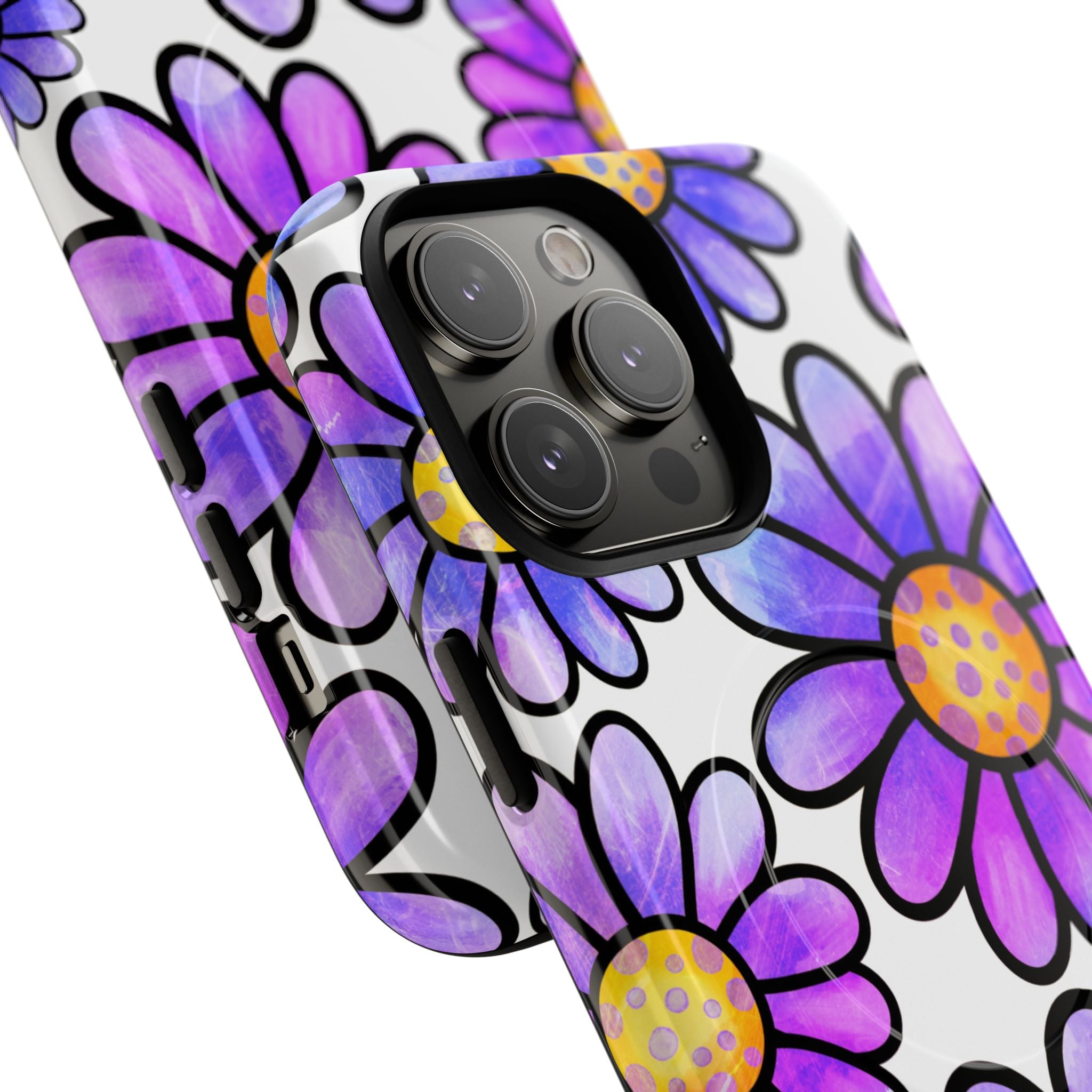 Violet Grunge Bloom · Tough+ Handyhülle für iPhone · Magsafe