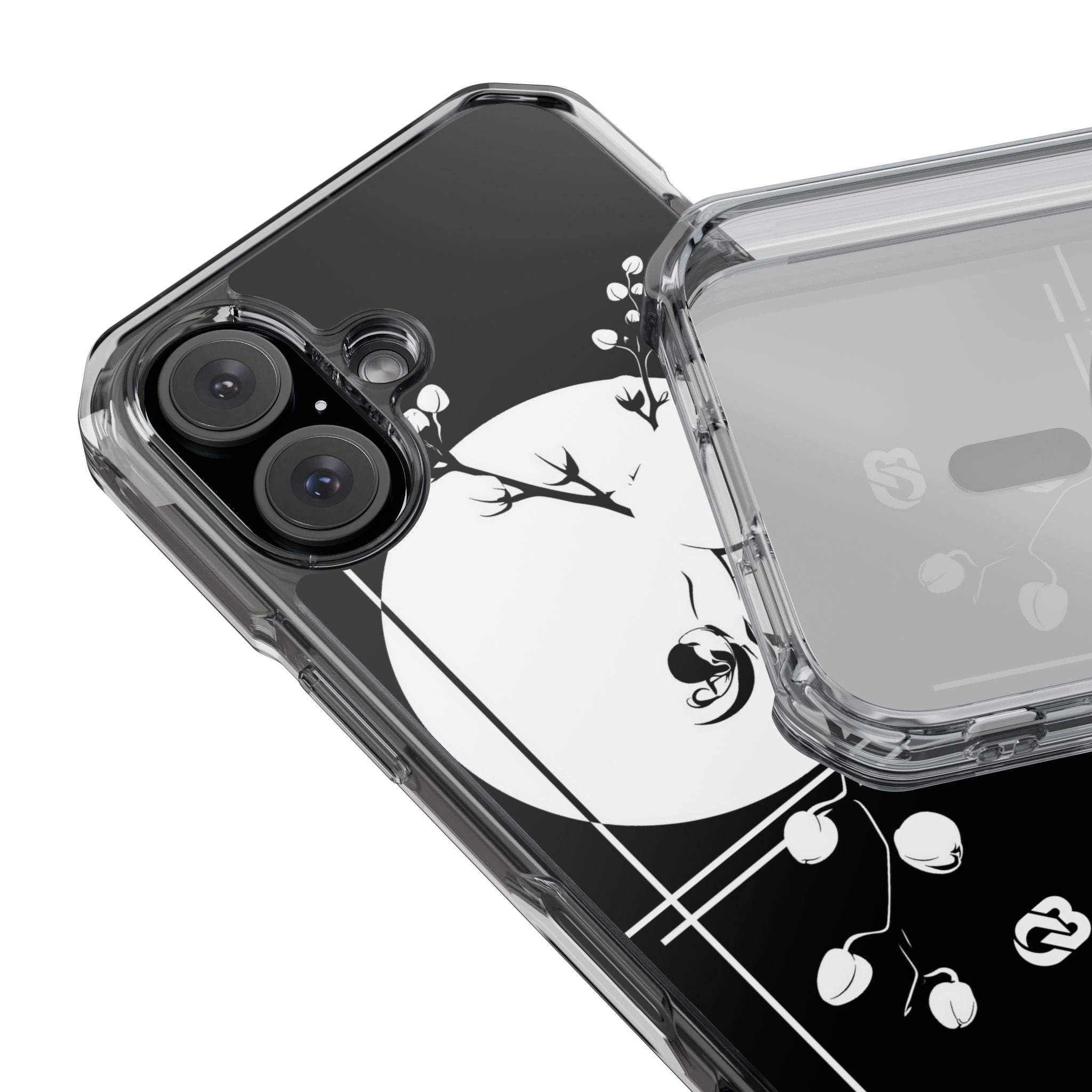 Black Impact MagSafe Phone Case for iPhone - Lunar Orchid Grid
