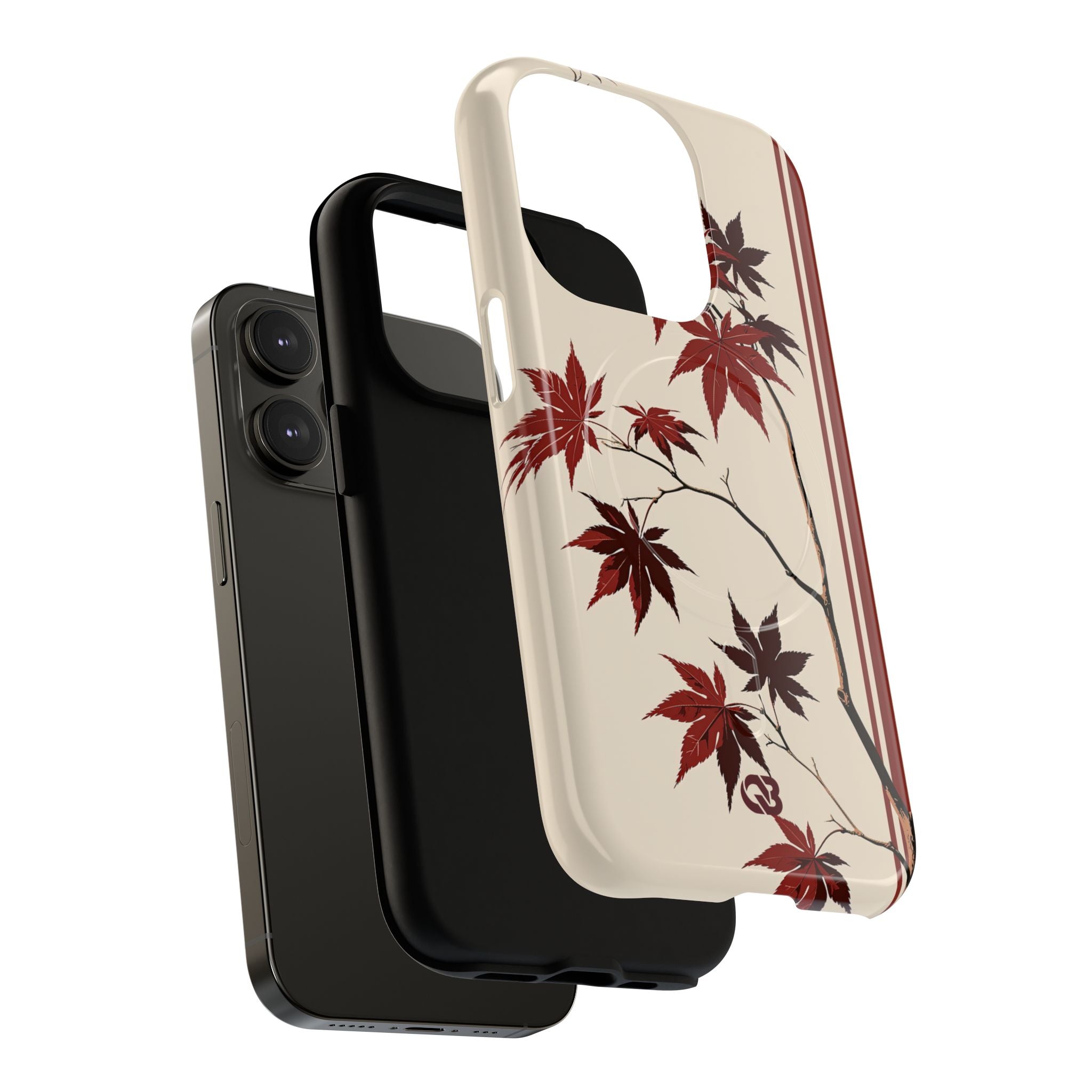 Red Tough 2.0 Magsafe Phone Case for iPhone - Crimson Momiji Stripe
