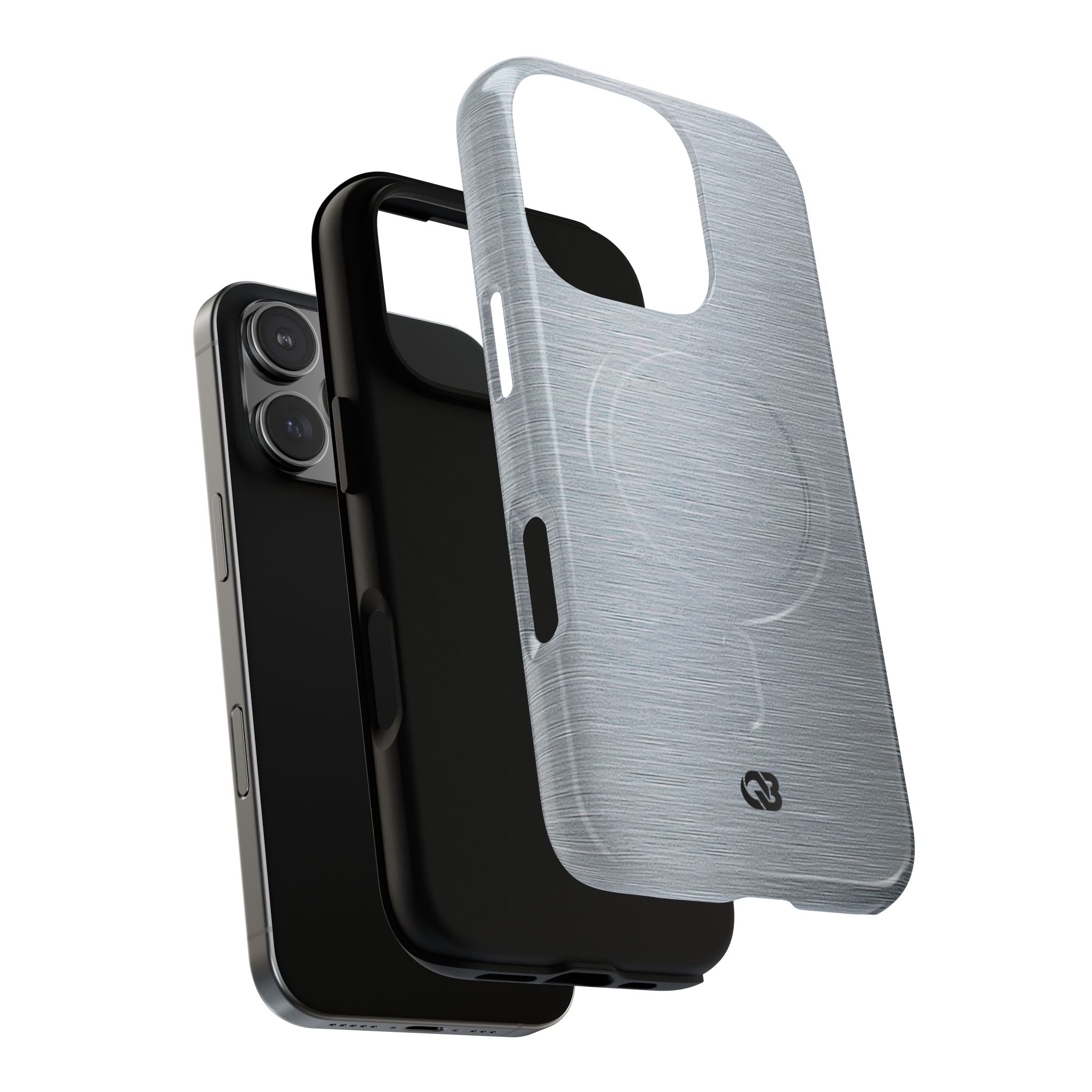 Silver Tough 2.0 Magsafe Phone Case for iPhone - Satin Chrome Grain