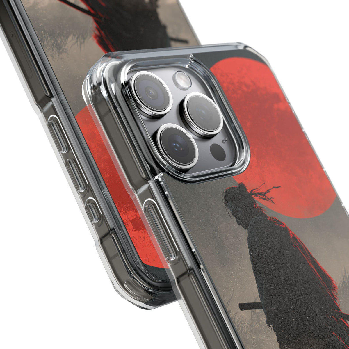 Crimson Moon Ronin · Clear Impact Magnetic Phone Case for iPhone · Black