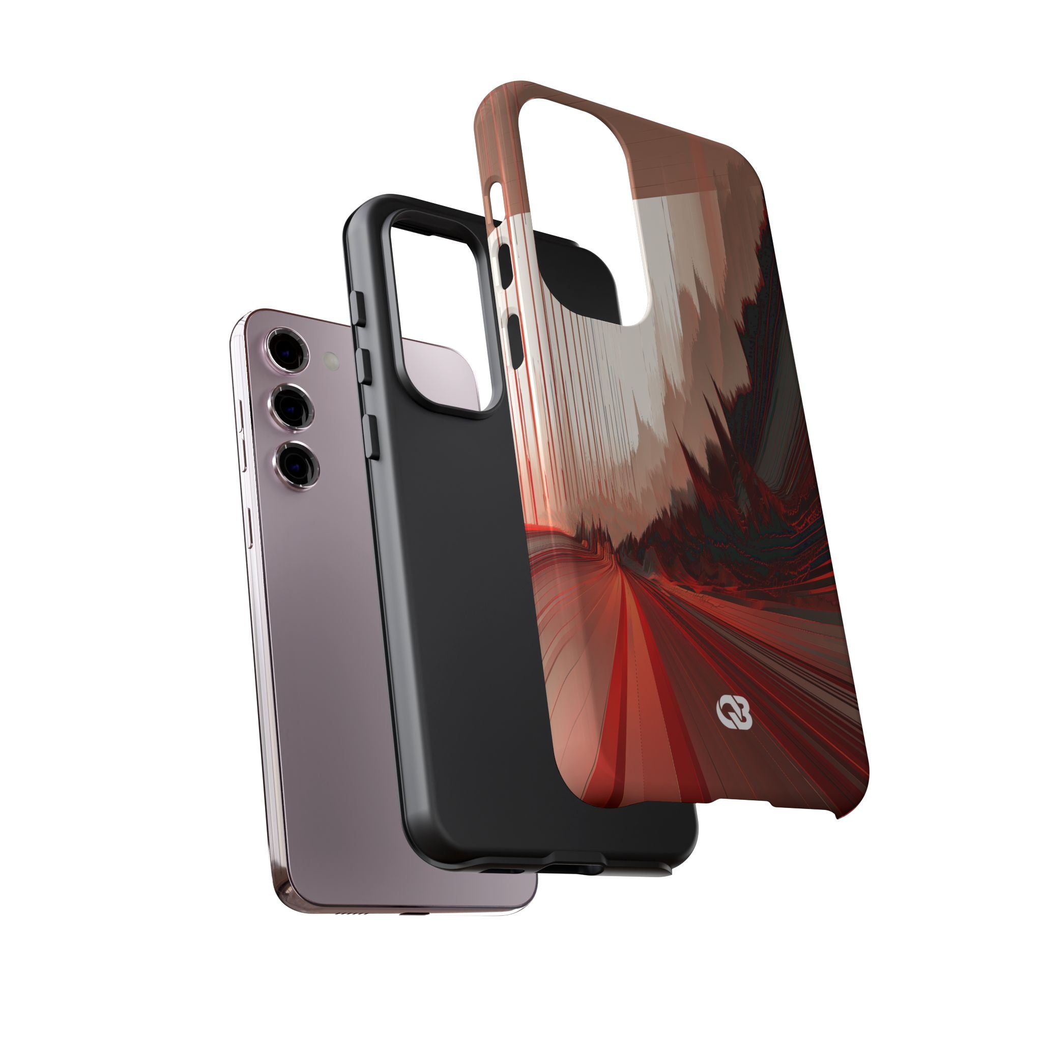 Red Tough Phone Case for Samsung - Crimson Pulse Horizon