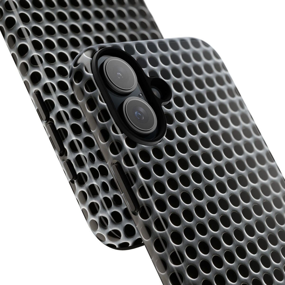 Silver Tough Phone Case for iPhone - Brutalist Steel Mesh