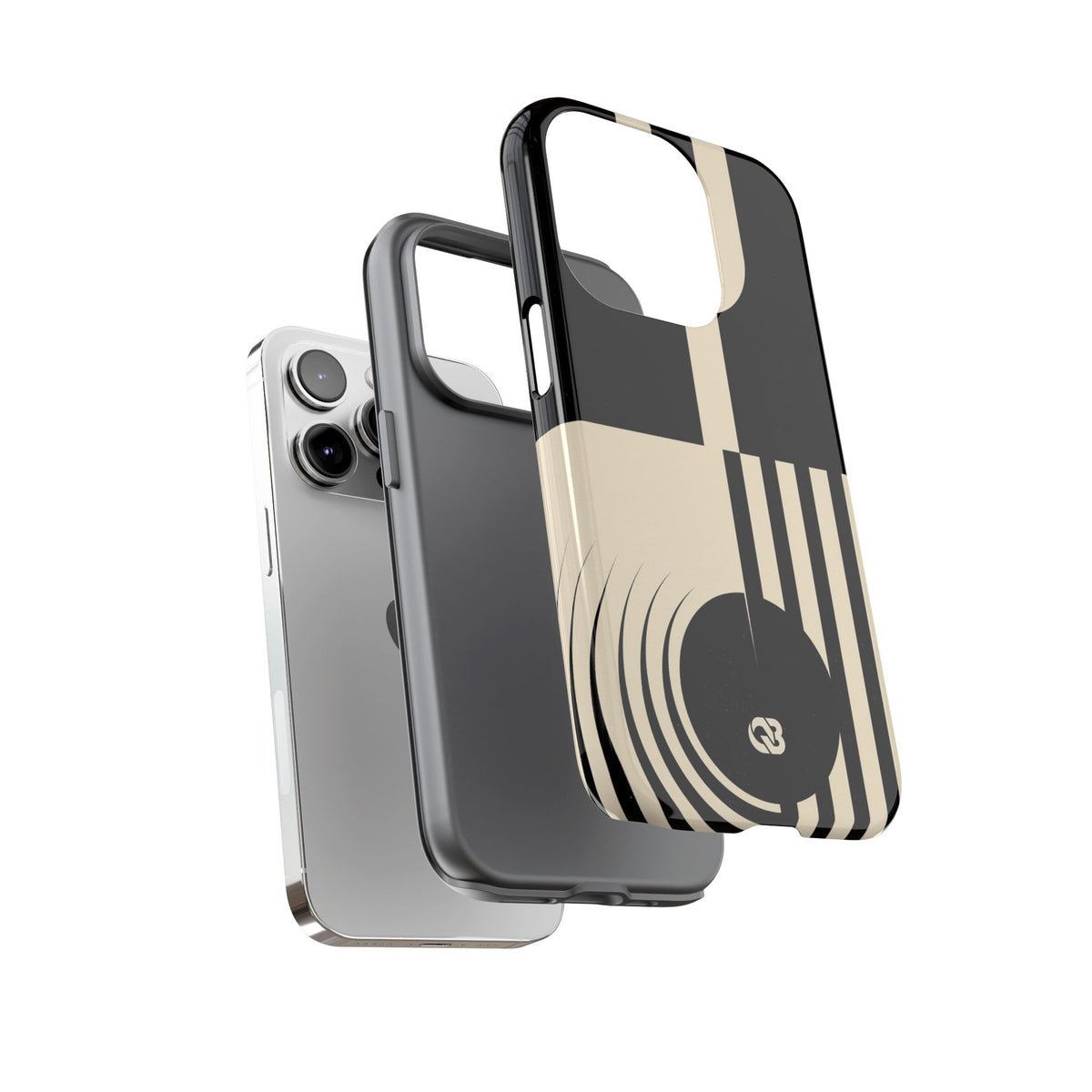 Black Tough Phone Case for iPhone - Ivory Signal Grid