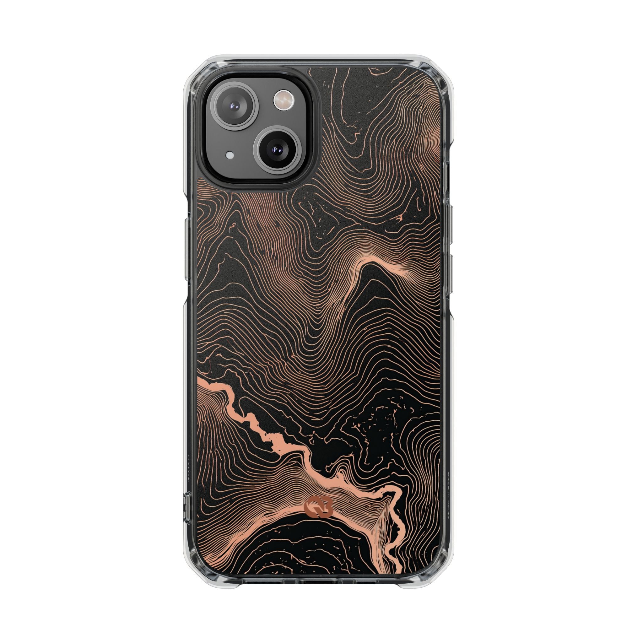 Orange Impact MagSafe Phone Case for iPhone - Salmon Ridge Topo