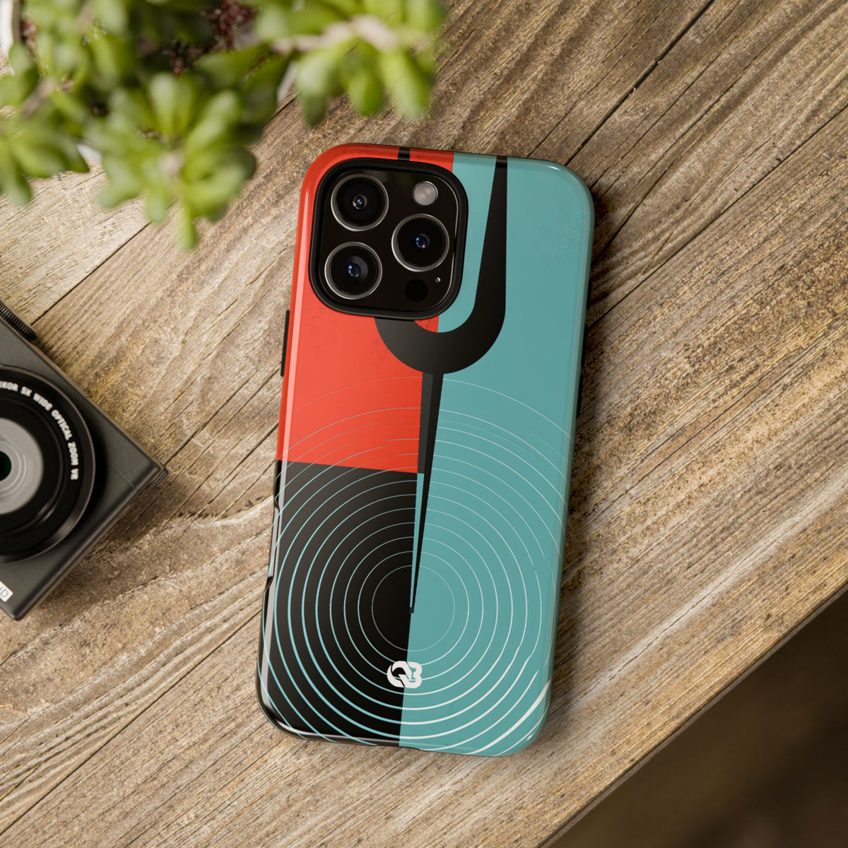 Teal Tough Phone Case for iPhone - Sonic Static Split