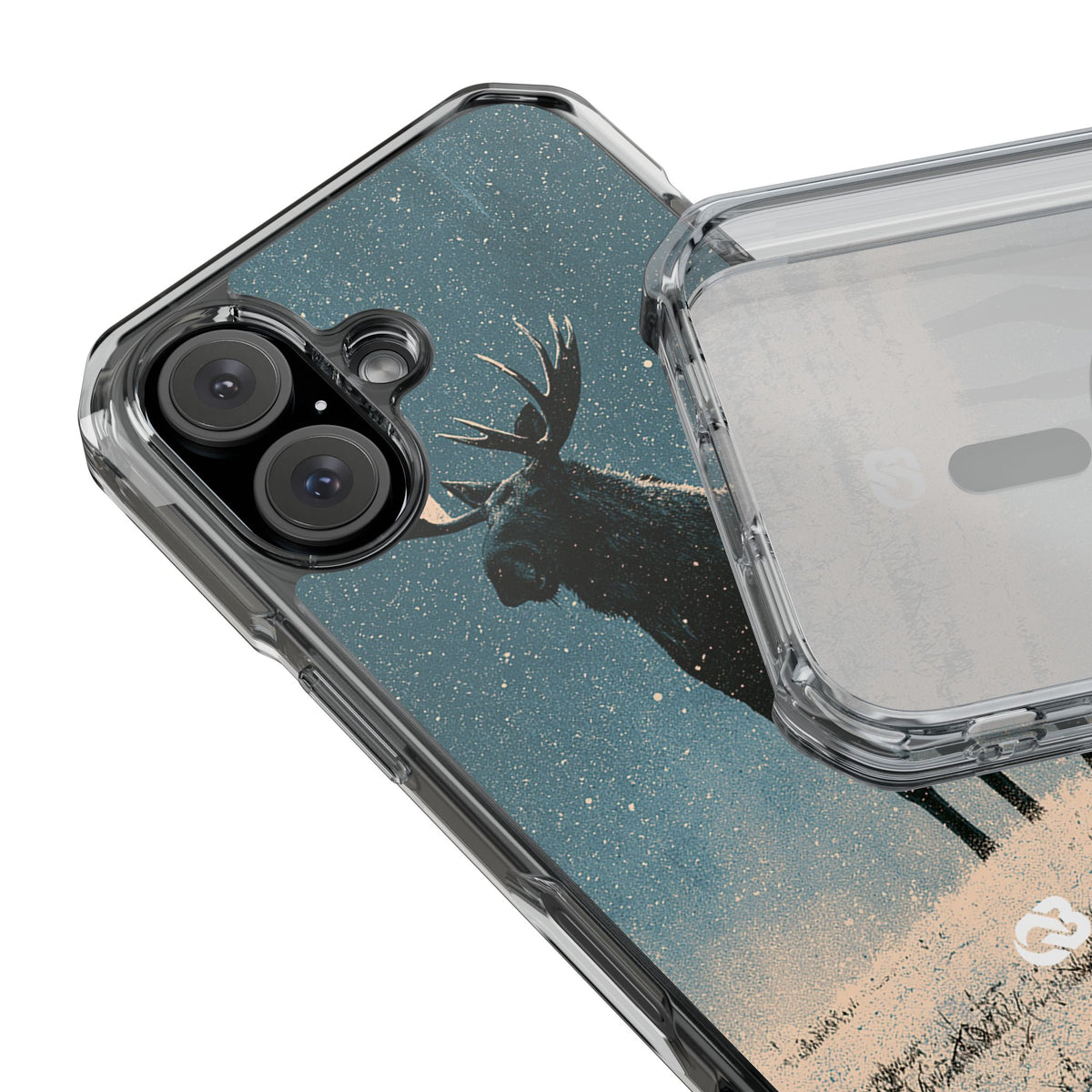 Nordic Boreal Moose · Clear Impact Magnetic Phone Case for iPhone · Blue