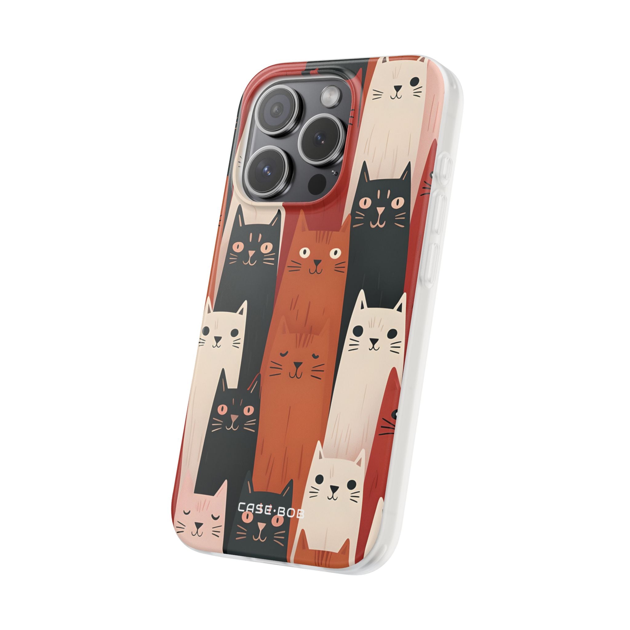 Elongated Cats Black iPhone 15 Pro Case - Soft