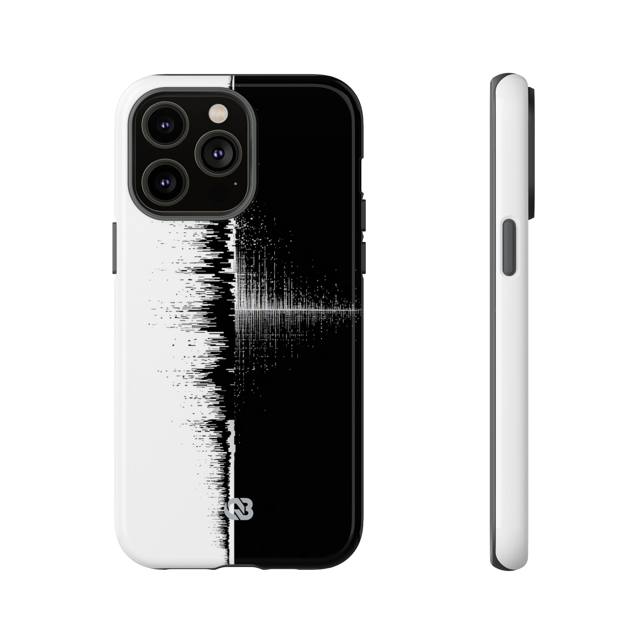 Black Tough Phone Case for iPhone - Static Signal Split