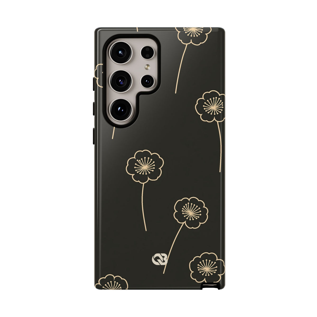 Black Tough Phone Case for Samsung - Obsidian Sand Petals