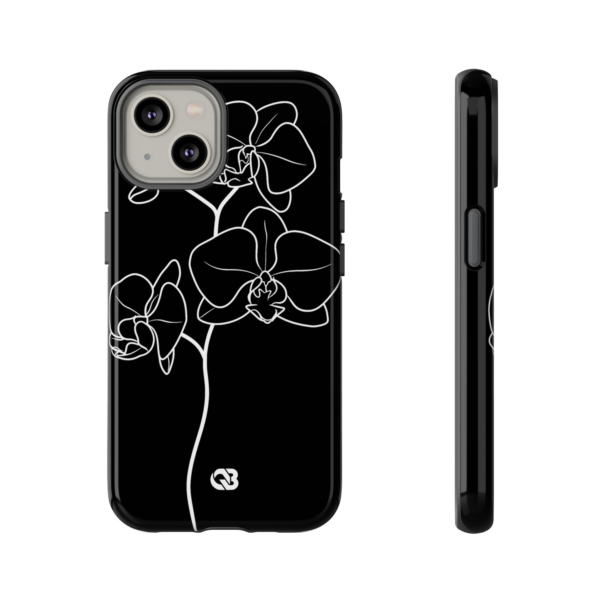 Black Tough Phone Case for iPhone - Noir Alabaster Orchid