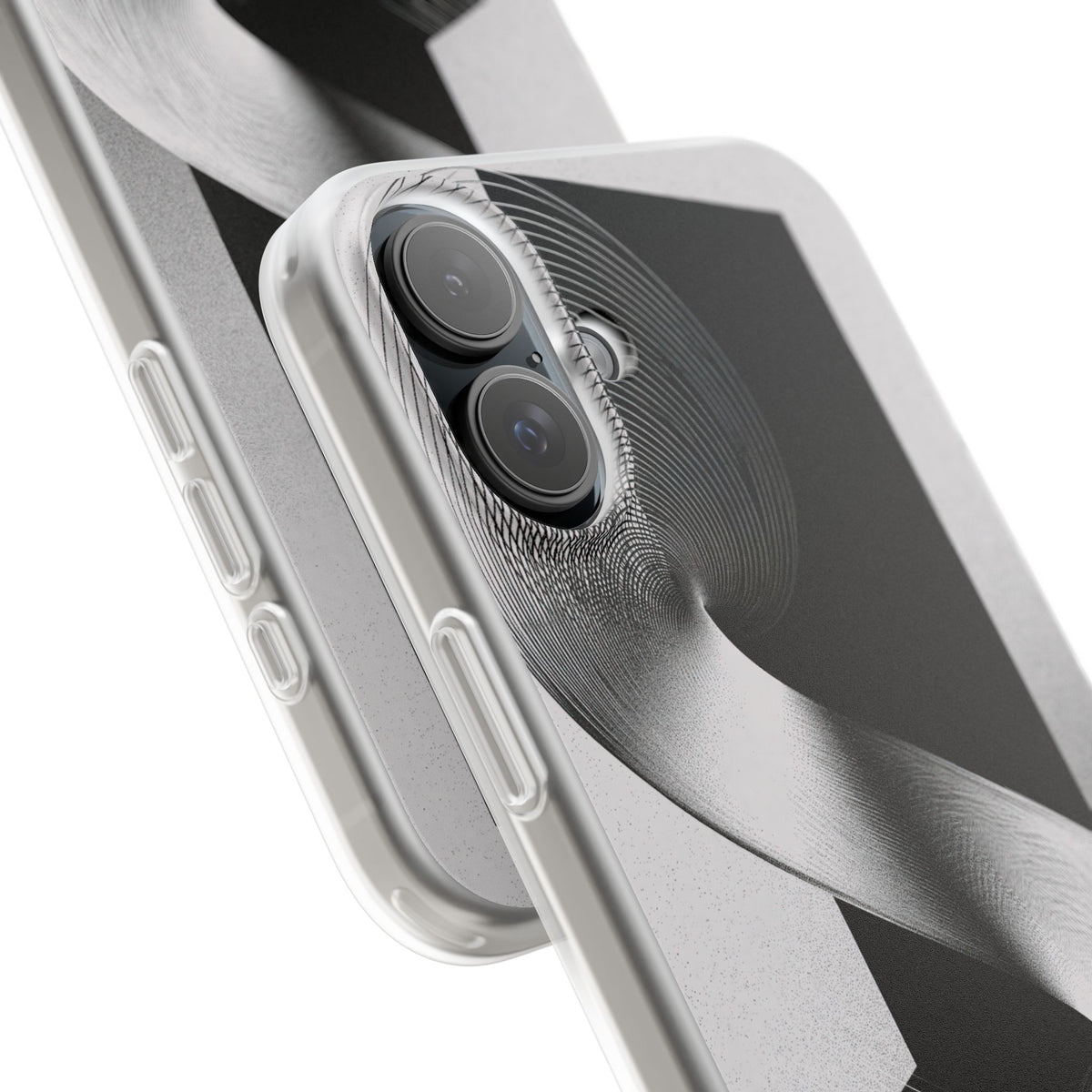 Grey Lite Phone Case for iPhone - Obsidian Moiré Wave