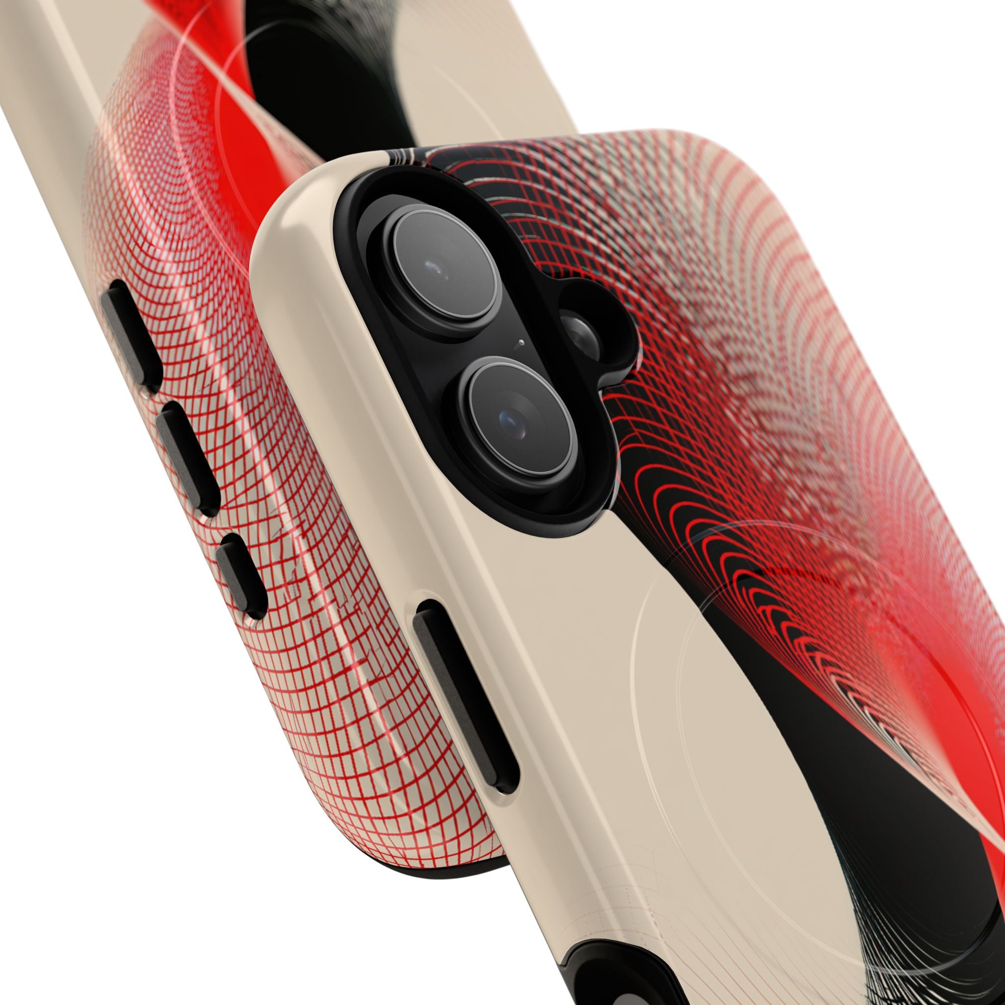 Red Tough 2.0 Magsafe Phone Case for iPhone - Crimson Grid Vortex