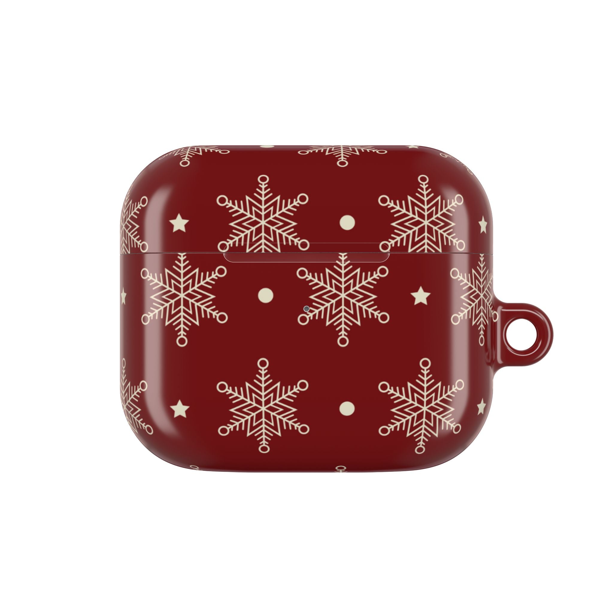 Cream Snowflakes Crimson - AirPods Case
