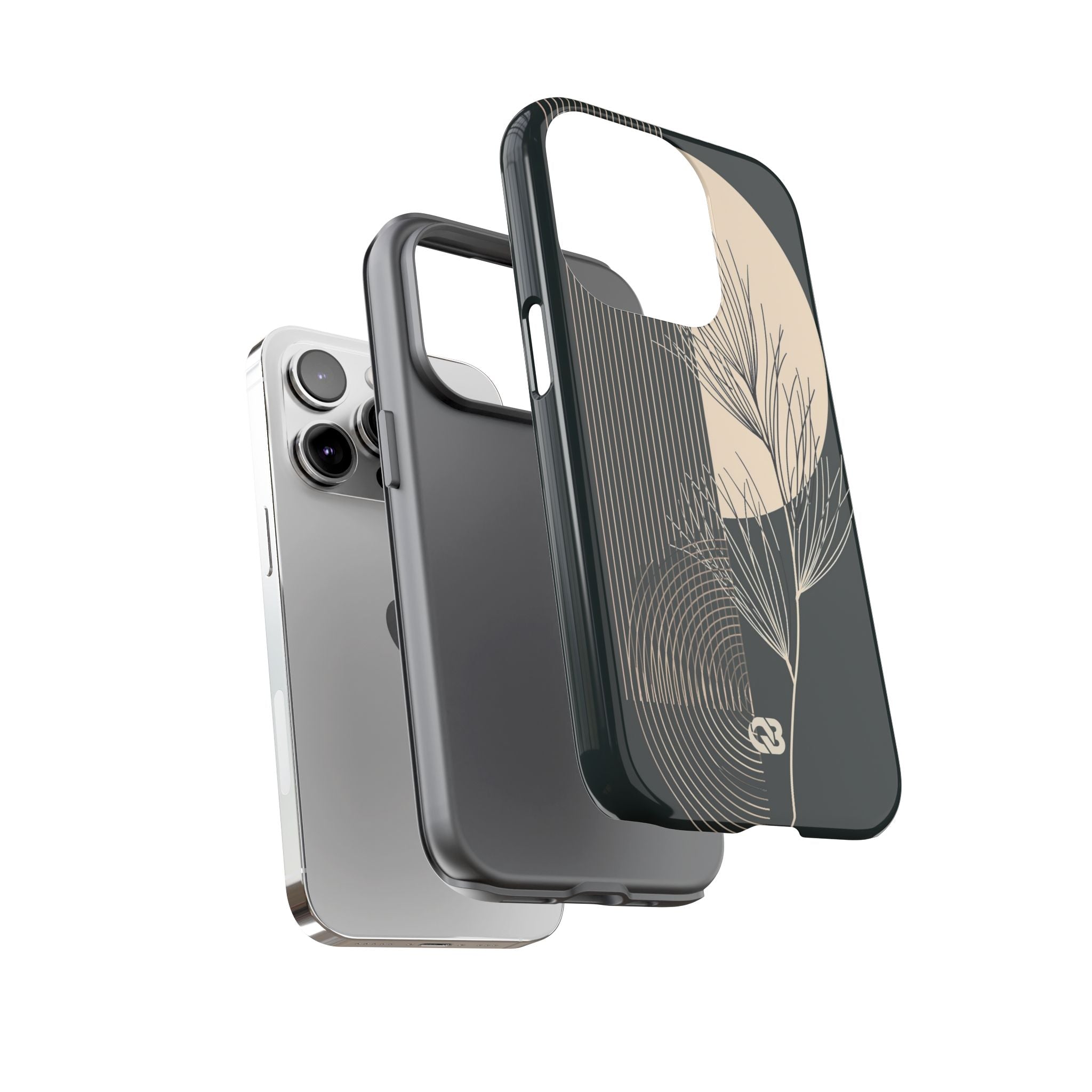 Black Tough Phone Case for iPhone - Obsidian Sand Willow