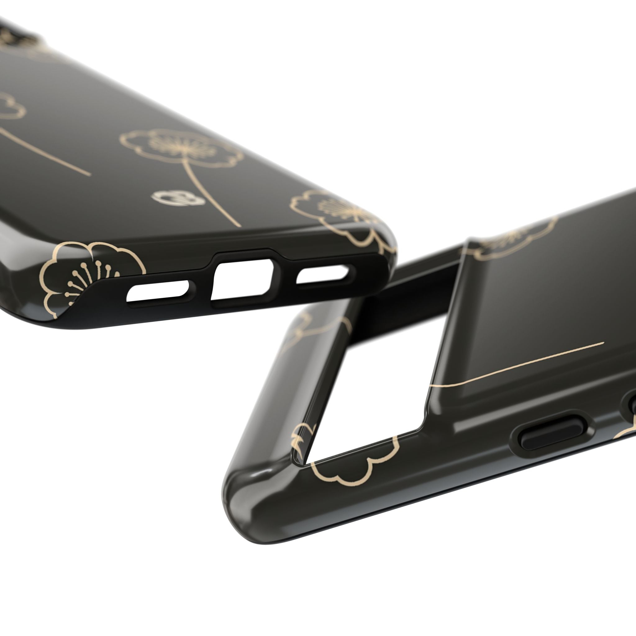 Black Tough Phone Case for Google Pixel - Obsidian Sand Petals