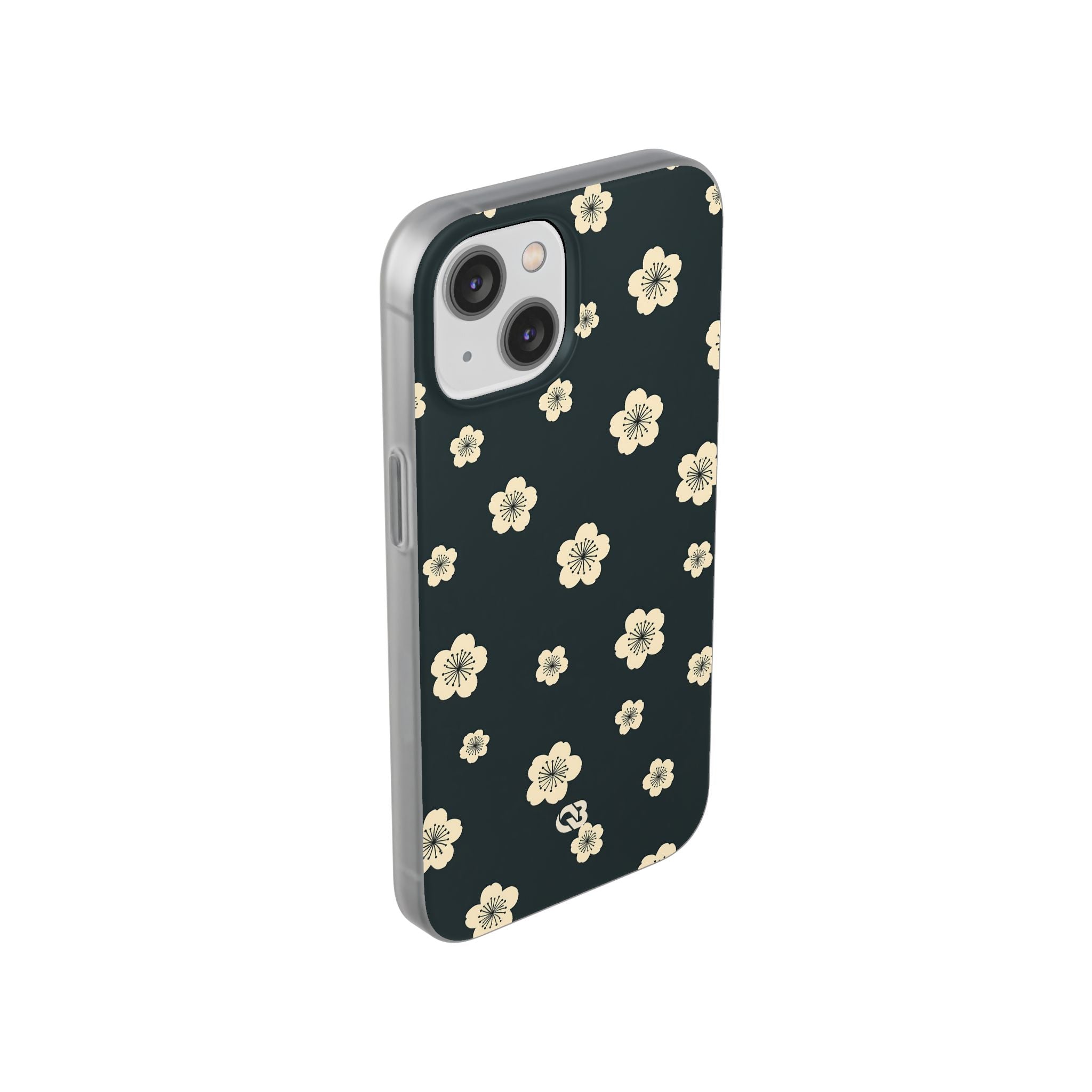 Teal Lite Phone Case for iPhone - Obsidian Cream Petals